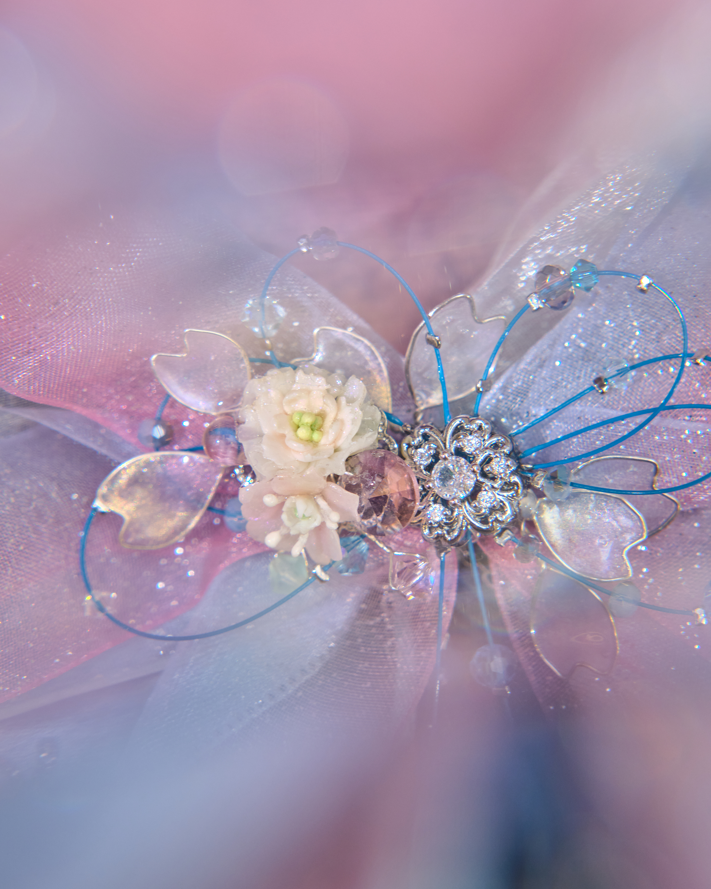 13090 貝殼幻夢樹脂黏土花語可拆式蝴蝶結兩件套裝