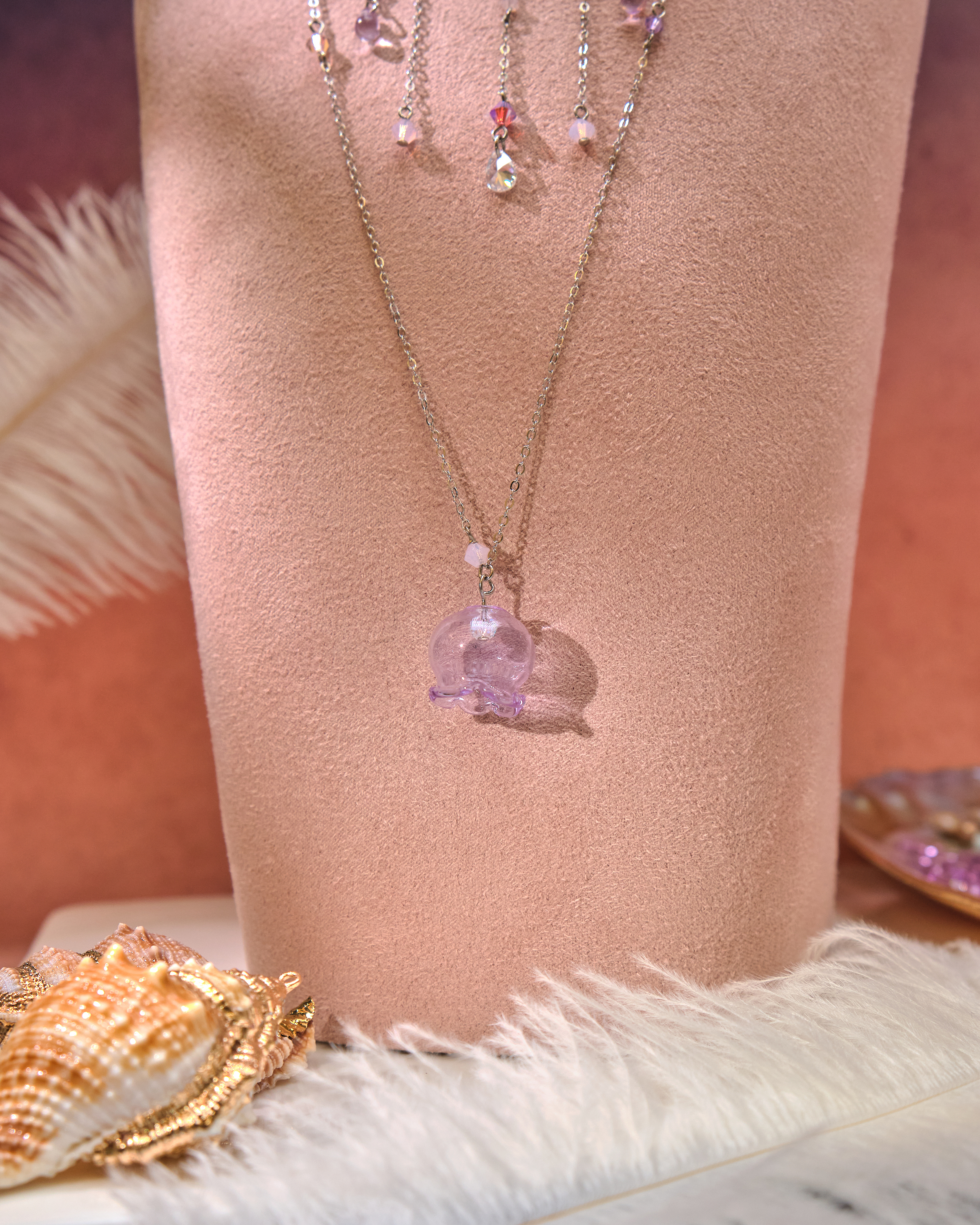 13085 迷你香水瓶水晶串鎖骨及長頸鏈S925兩件套裝