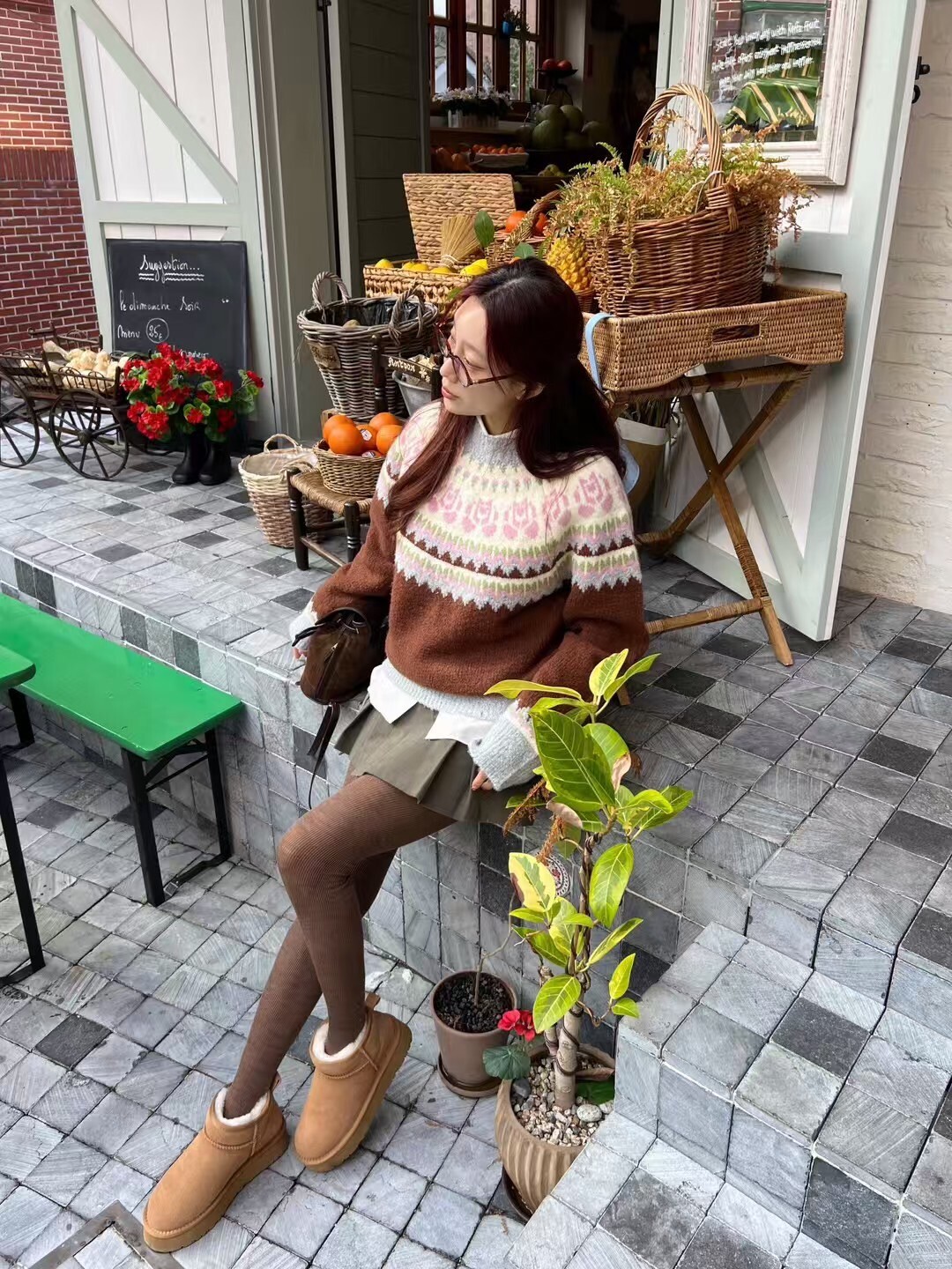 玫瑰花費爾島羊毛衣