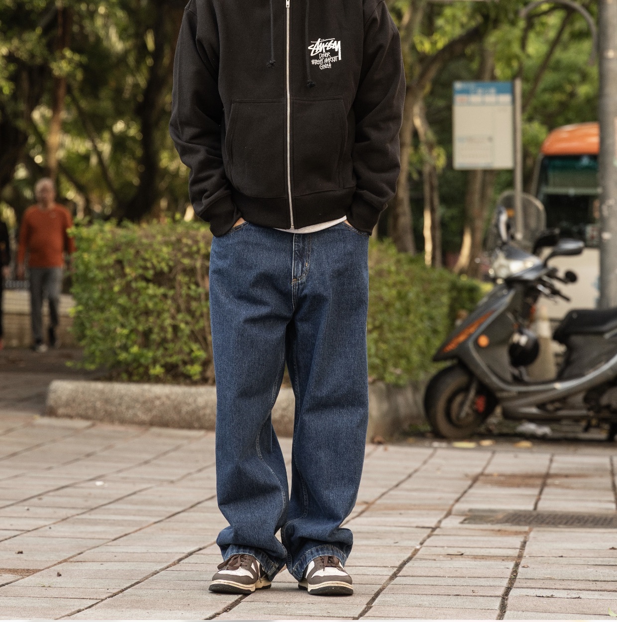-(E17B06)-CARHARTT WIP BRANDON PANT 寬褲 黑色/藍色-I035893