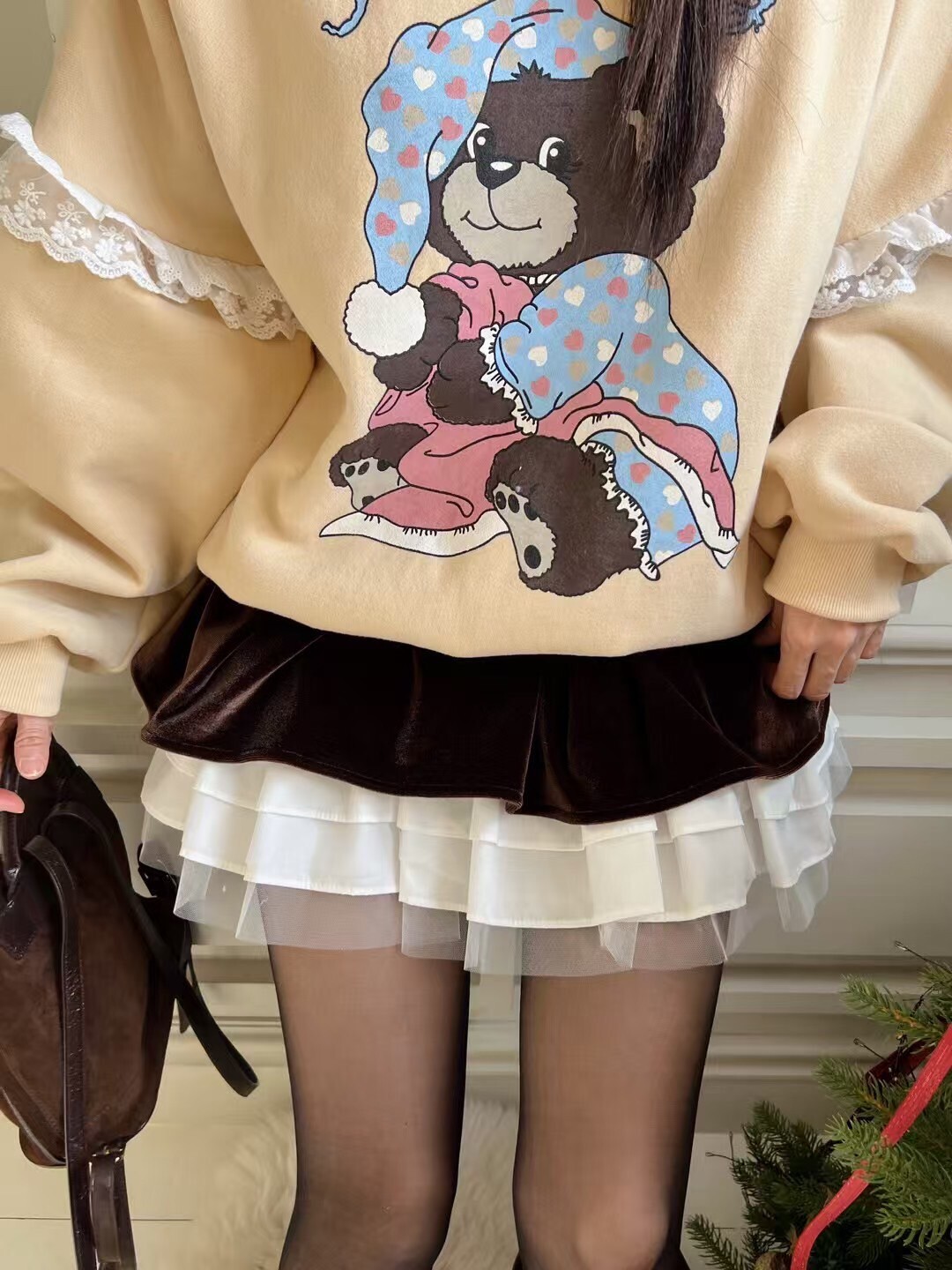 白蛋糕紗絲絨短裙