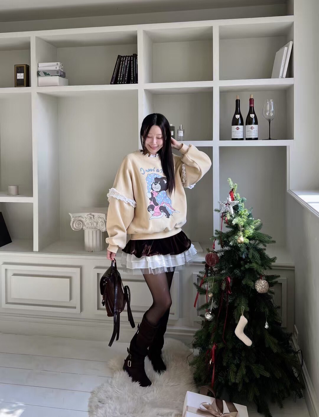 白蛋糕紗絲絨短裙