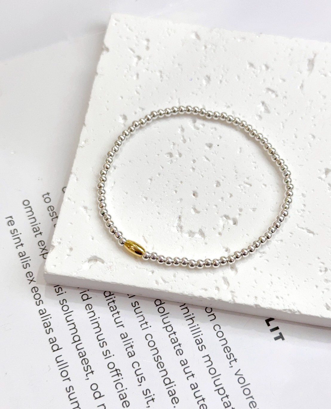 豆豆珠彈力繩純銀手鍊