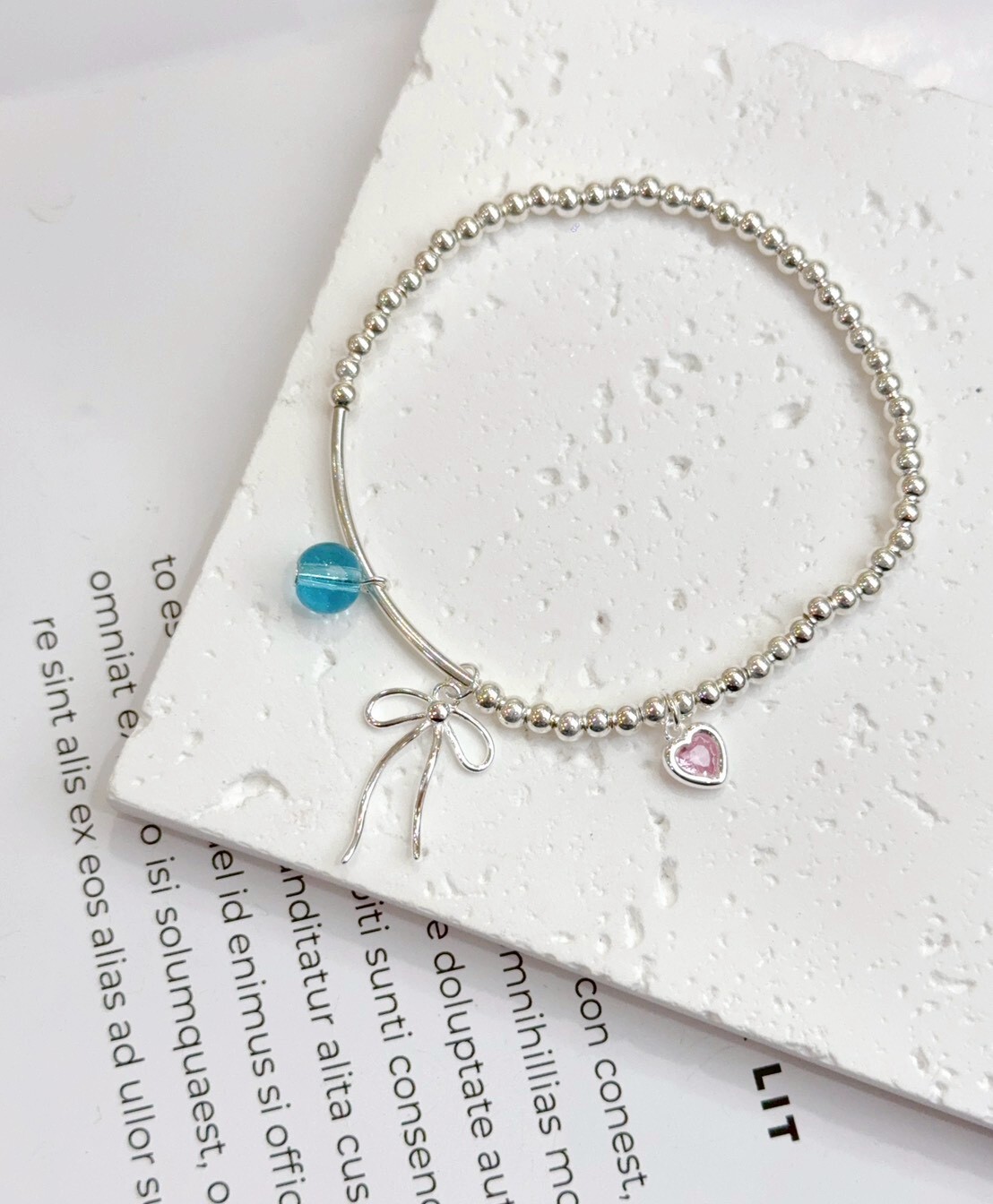 韓系甜美少女彈力繩純銀手鍊