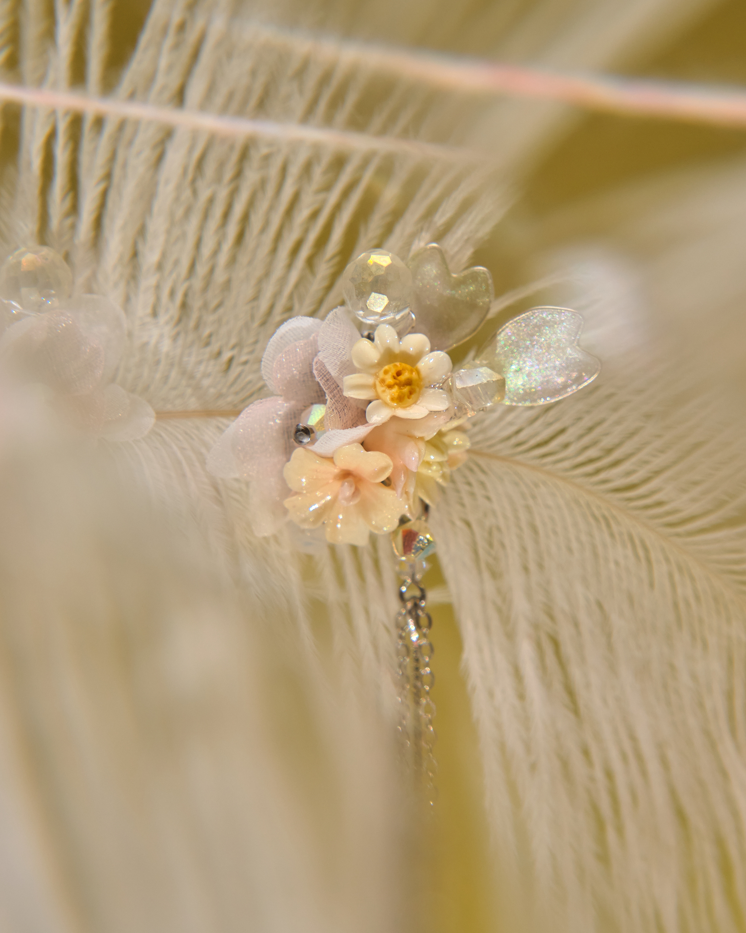 13049 沾浸藝術花S925耳環