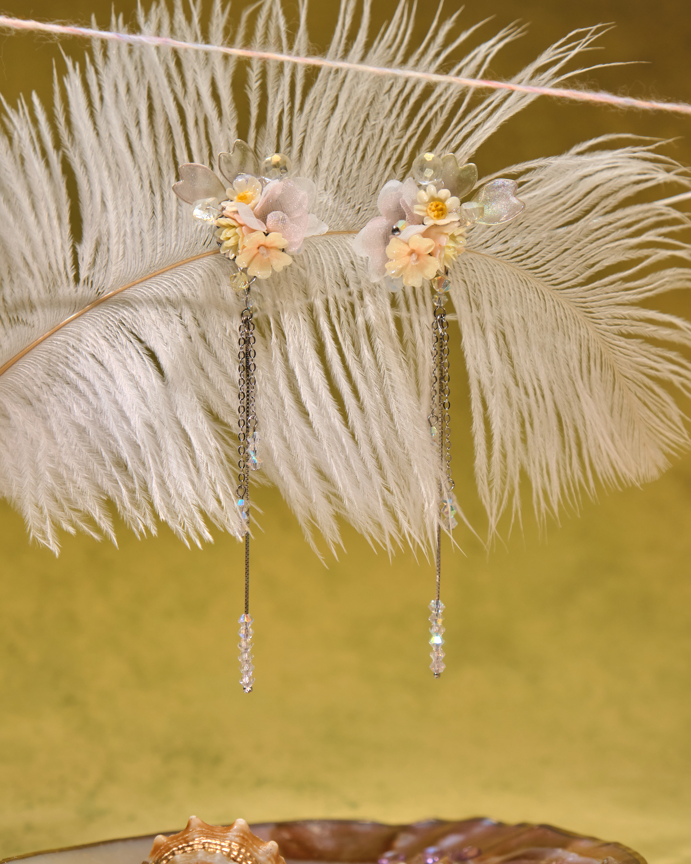 13049 沾浸藝術花S925耳環