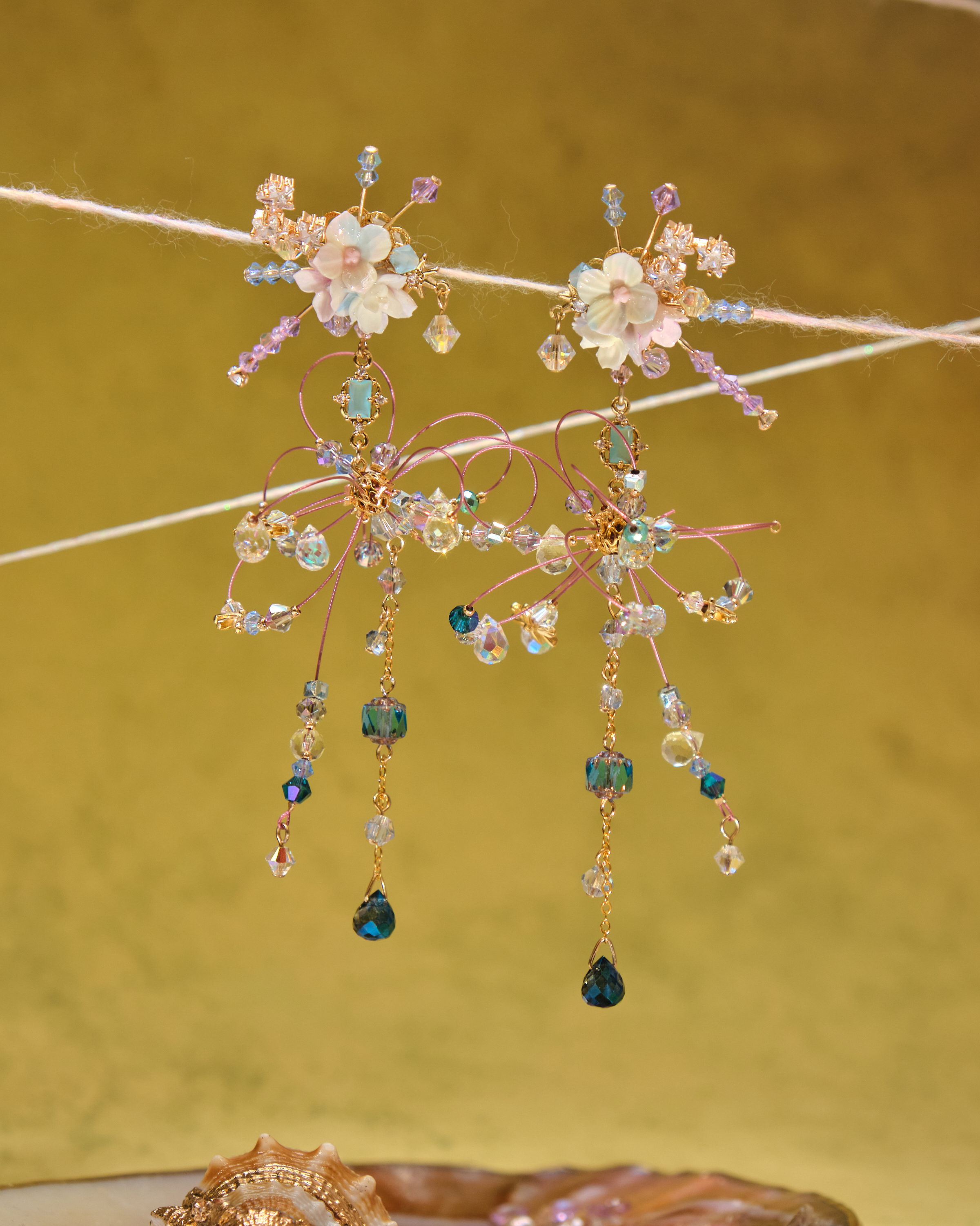 13047 Starry Night Fireworks Crystal Silk Whisper S925 Earrings