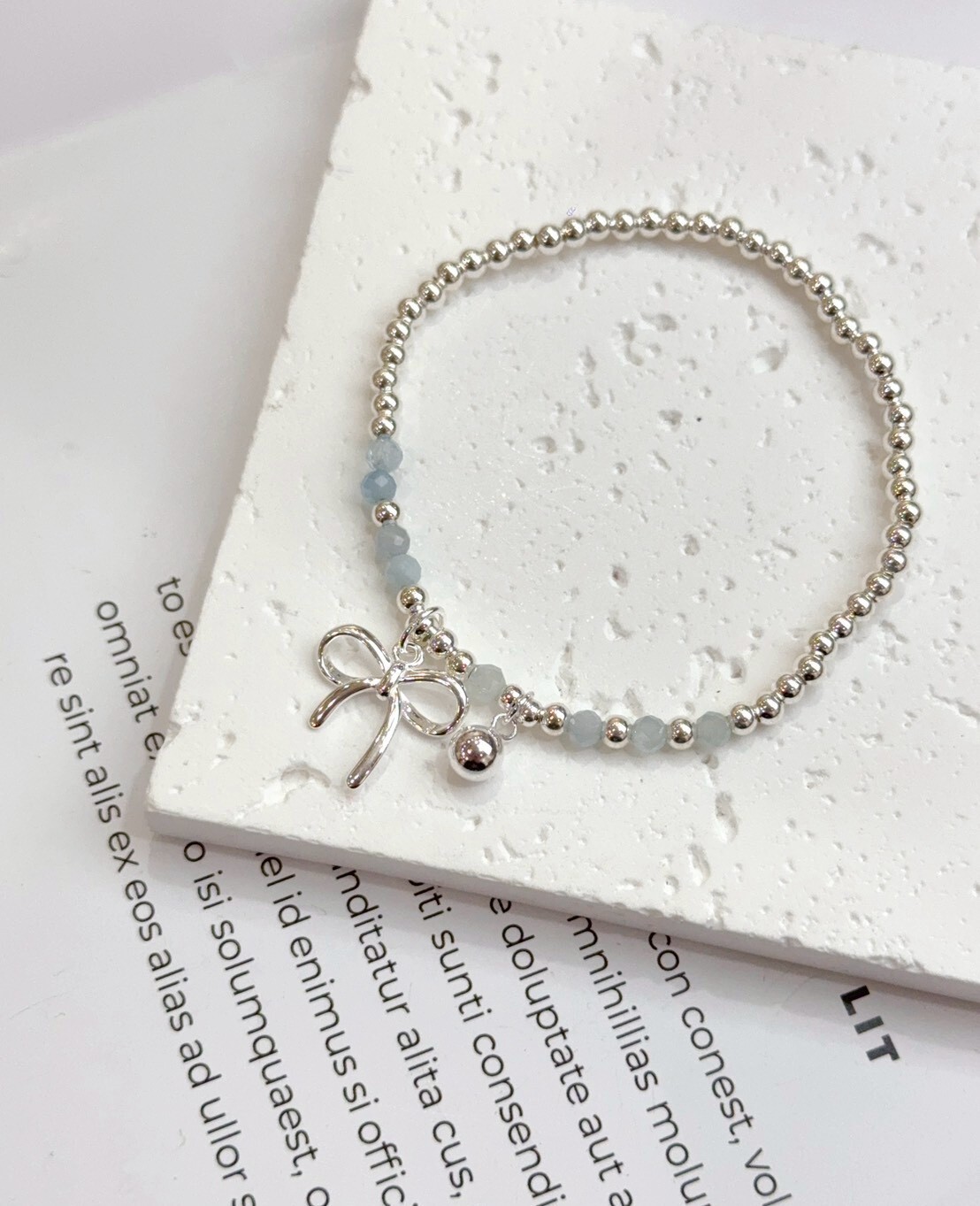 芭蕾風蝴蝶結彈力繩純銀手鍊