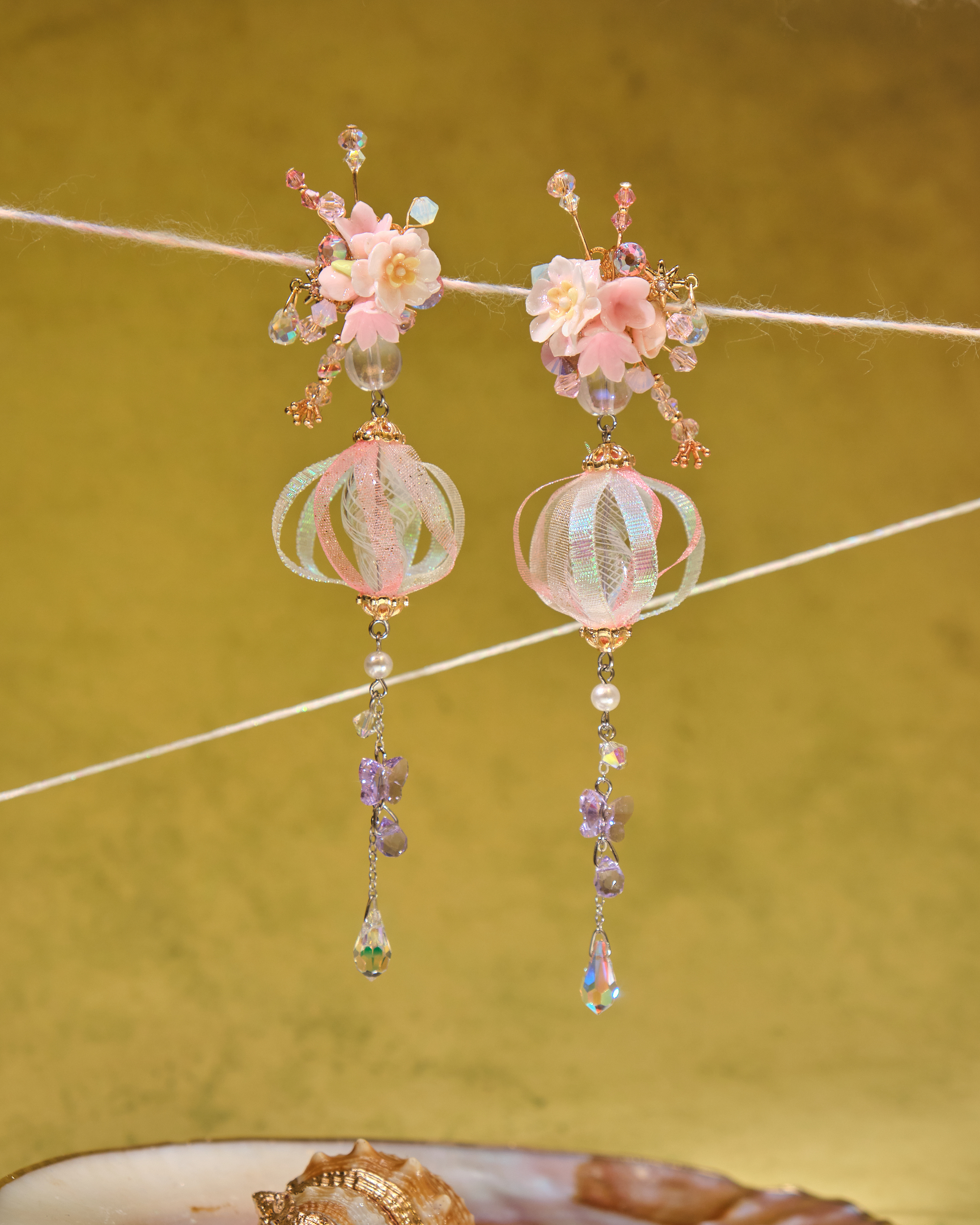 13043 花球旋轉夢幻水晶球S925耳環