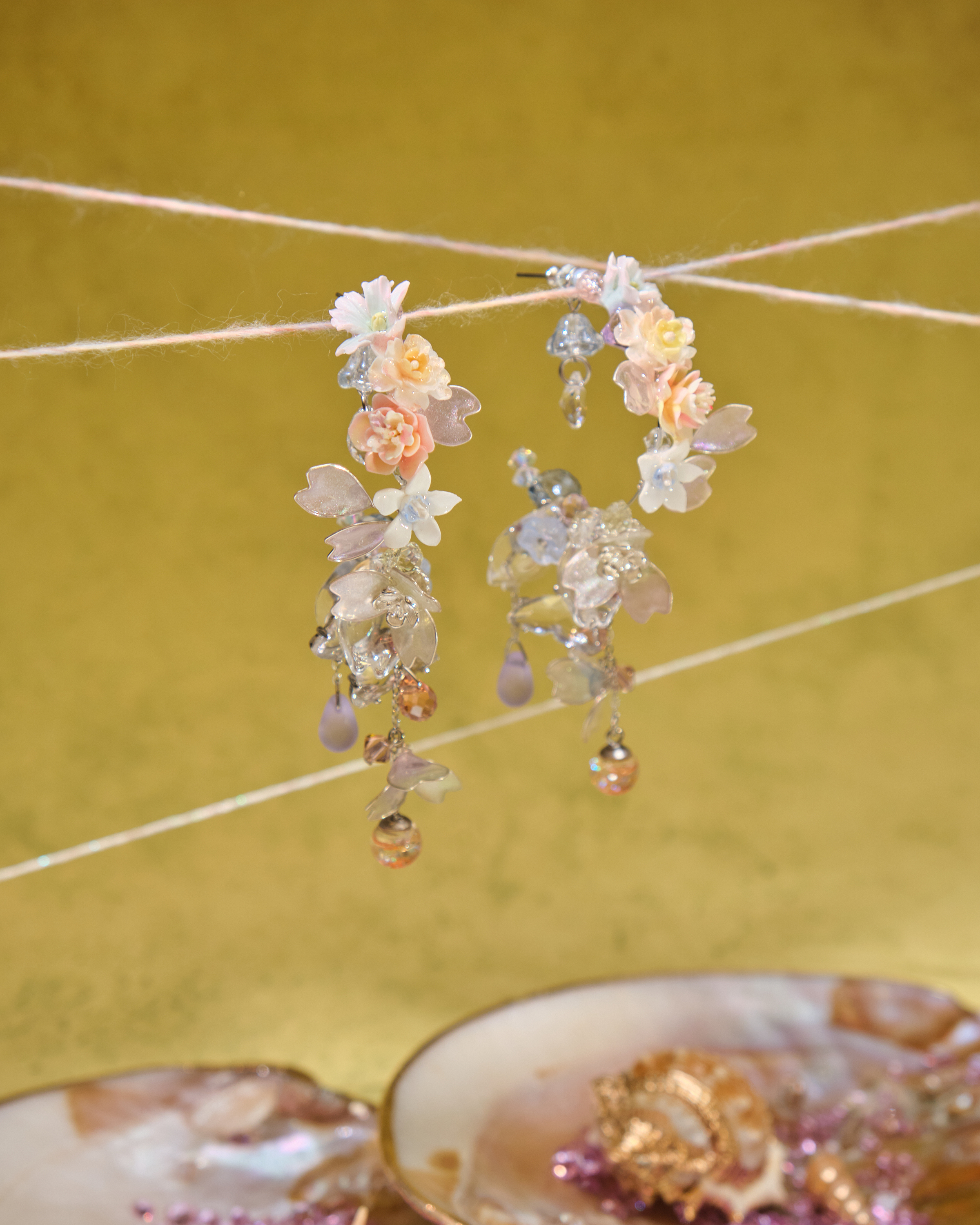 13041 Moonlit Bouquet Layered Crescent S925 Earrings