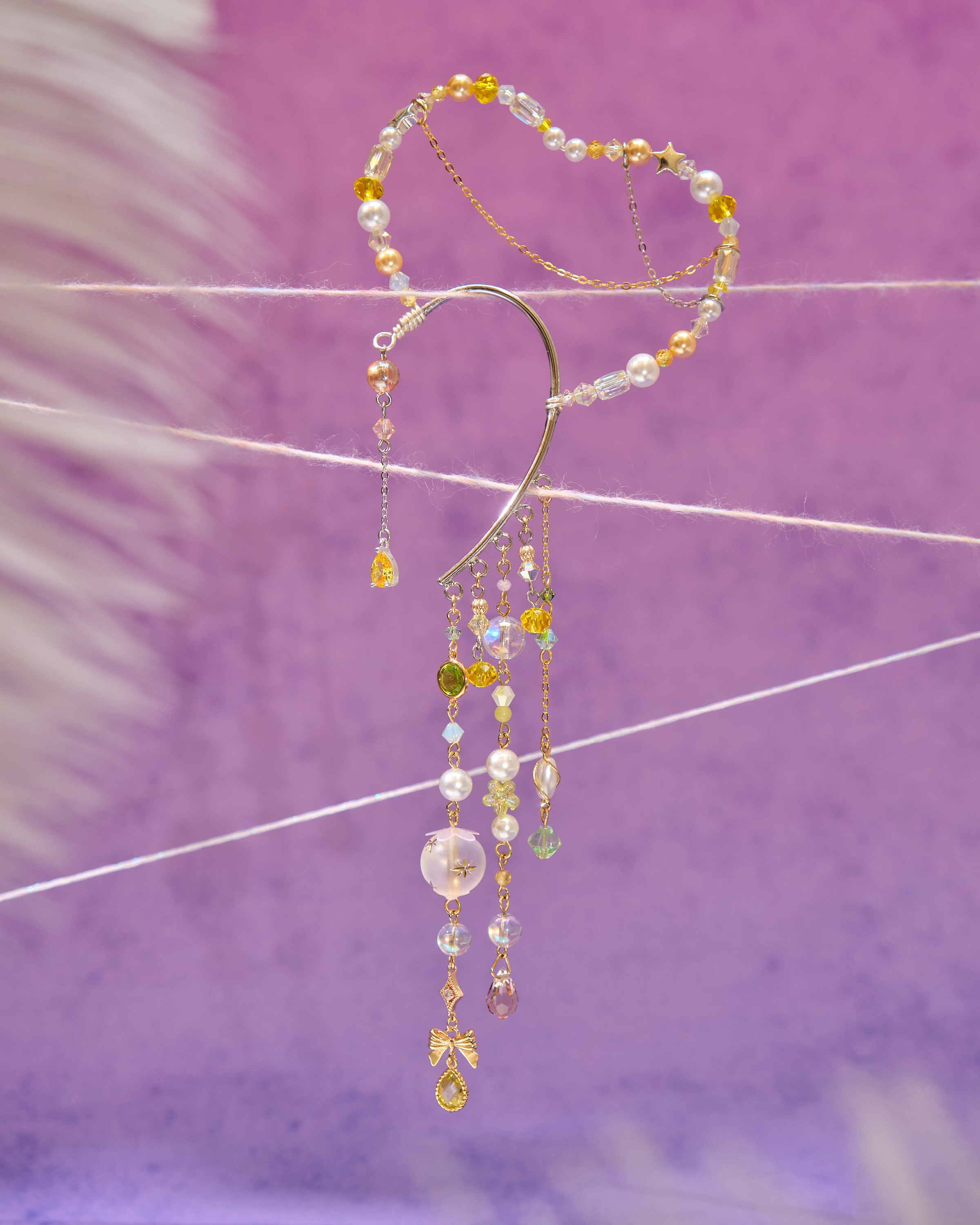 13040 花瓣型櫻川飄遊珍珠耳掛