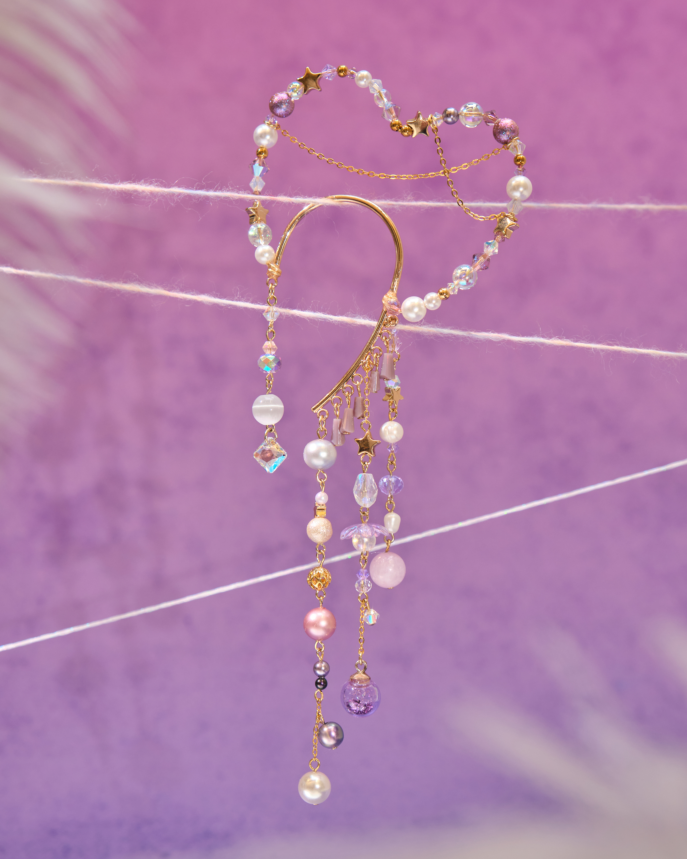 13039 花瓣型櫻川飄遊珍珠耳掛