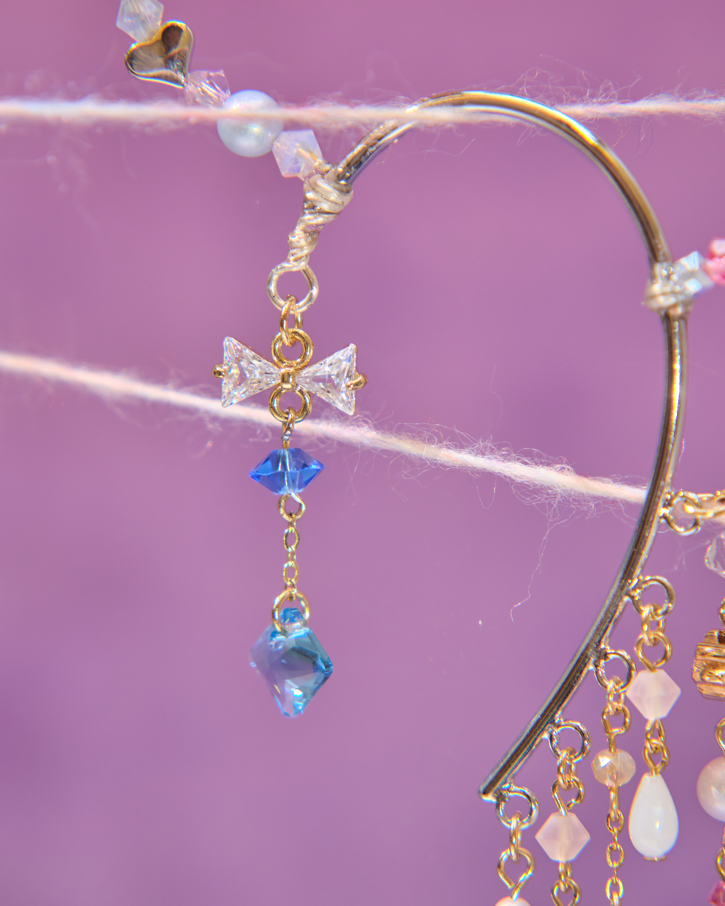 13038 Sakura River Petal Drift Pearl Long Ear Cuffs