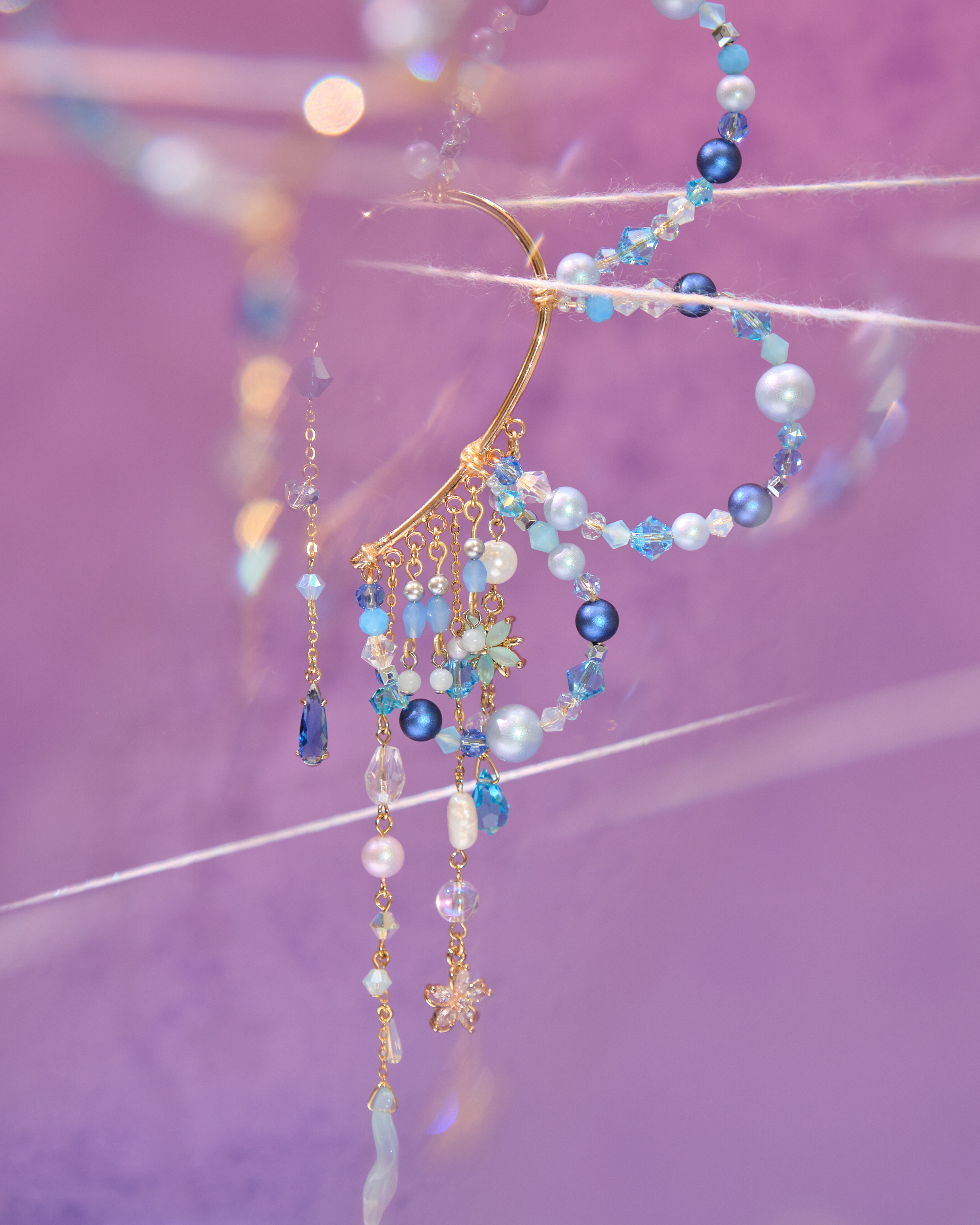 13036 花瓣型櫻川飄遊珍珠耳掛