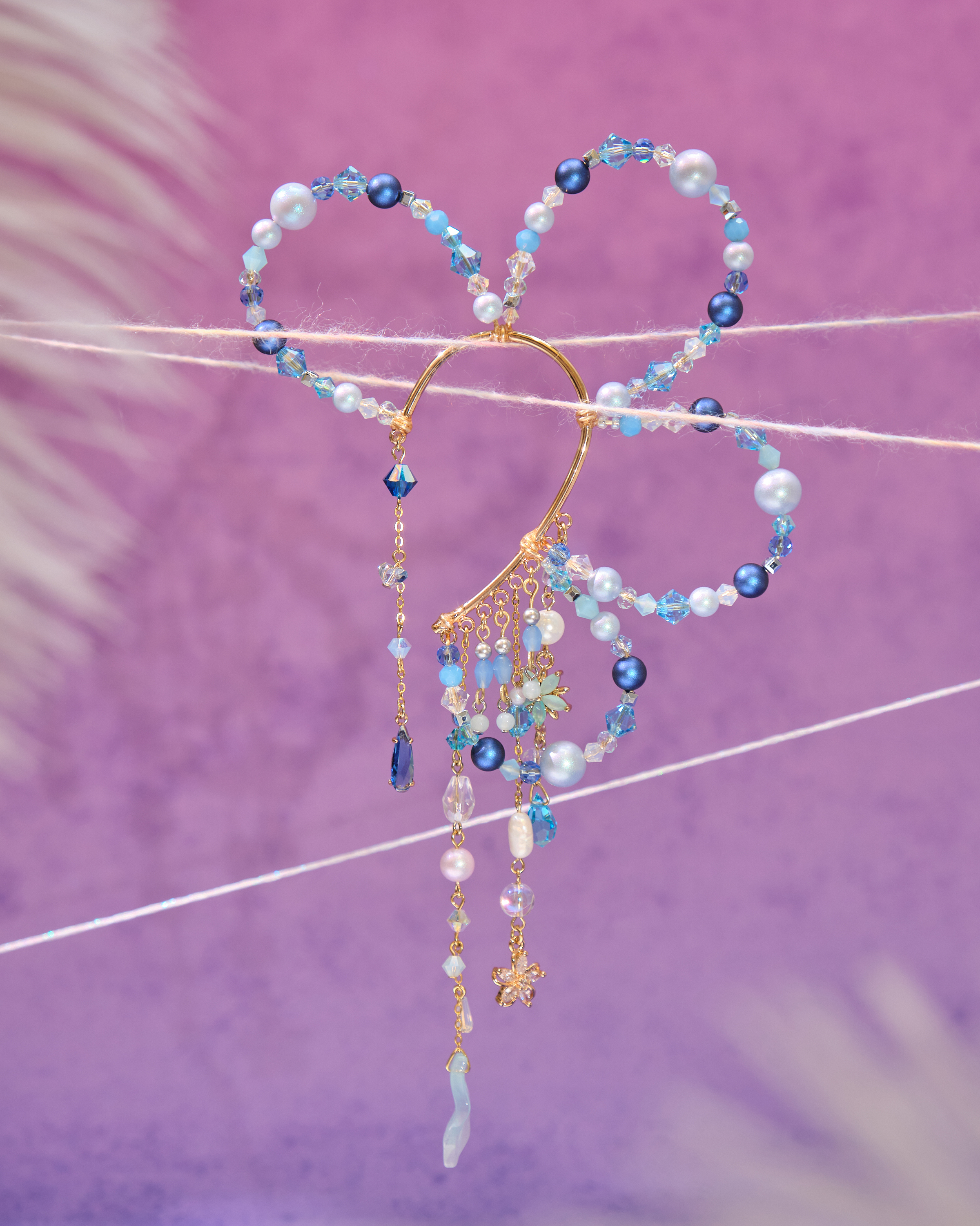 13036 花瓣型櫻川飄遊珍珠耳掛