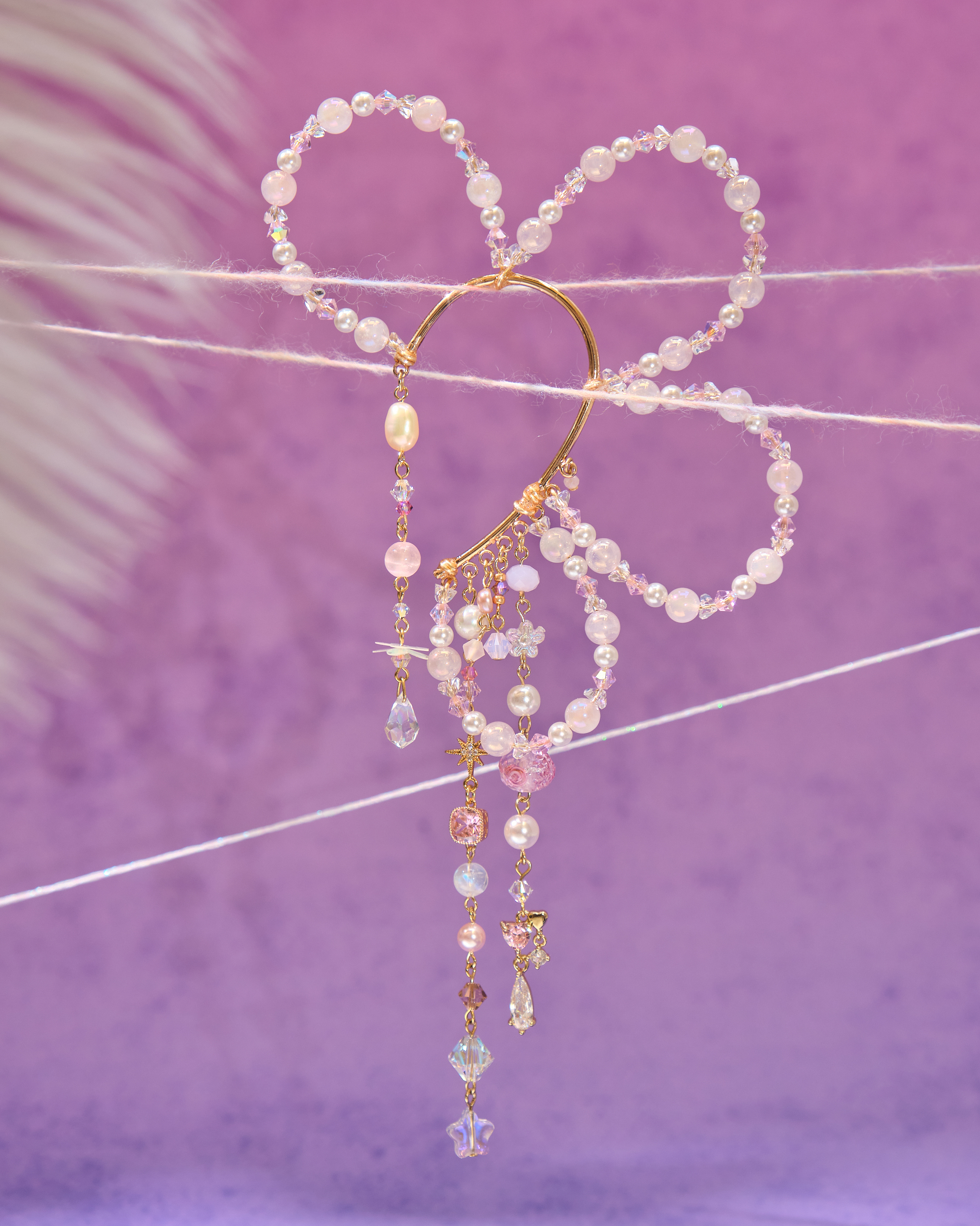 13035 Sakura River Petal Drift Pearl Long Ear Cuffs