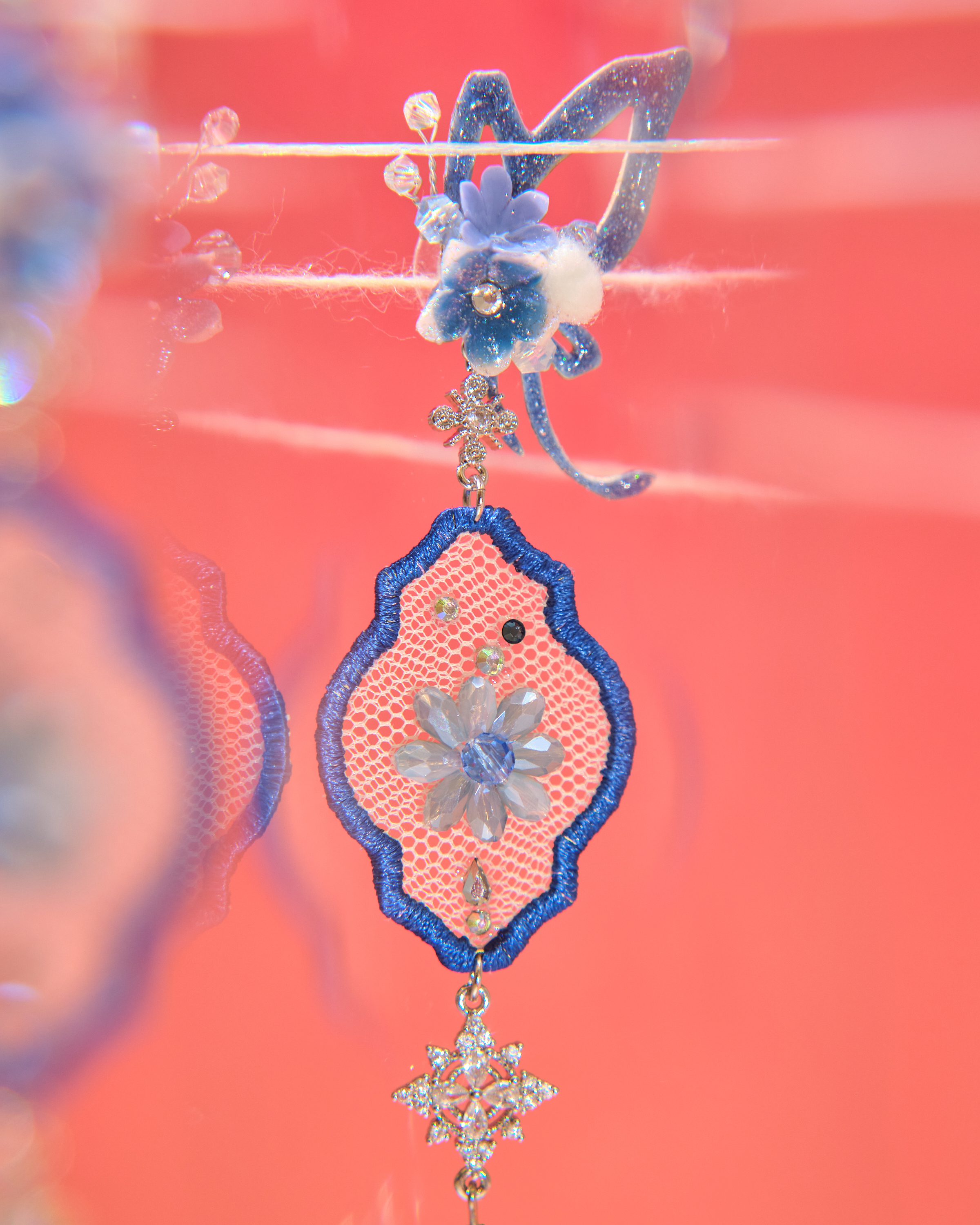 13034 蝶舞繡框手縫花語S925耳環