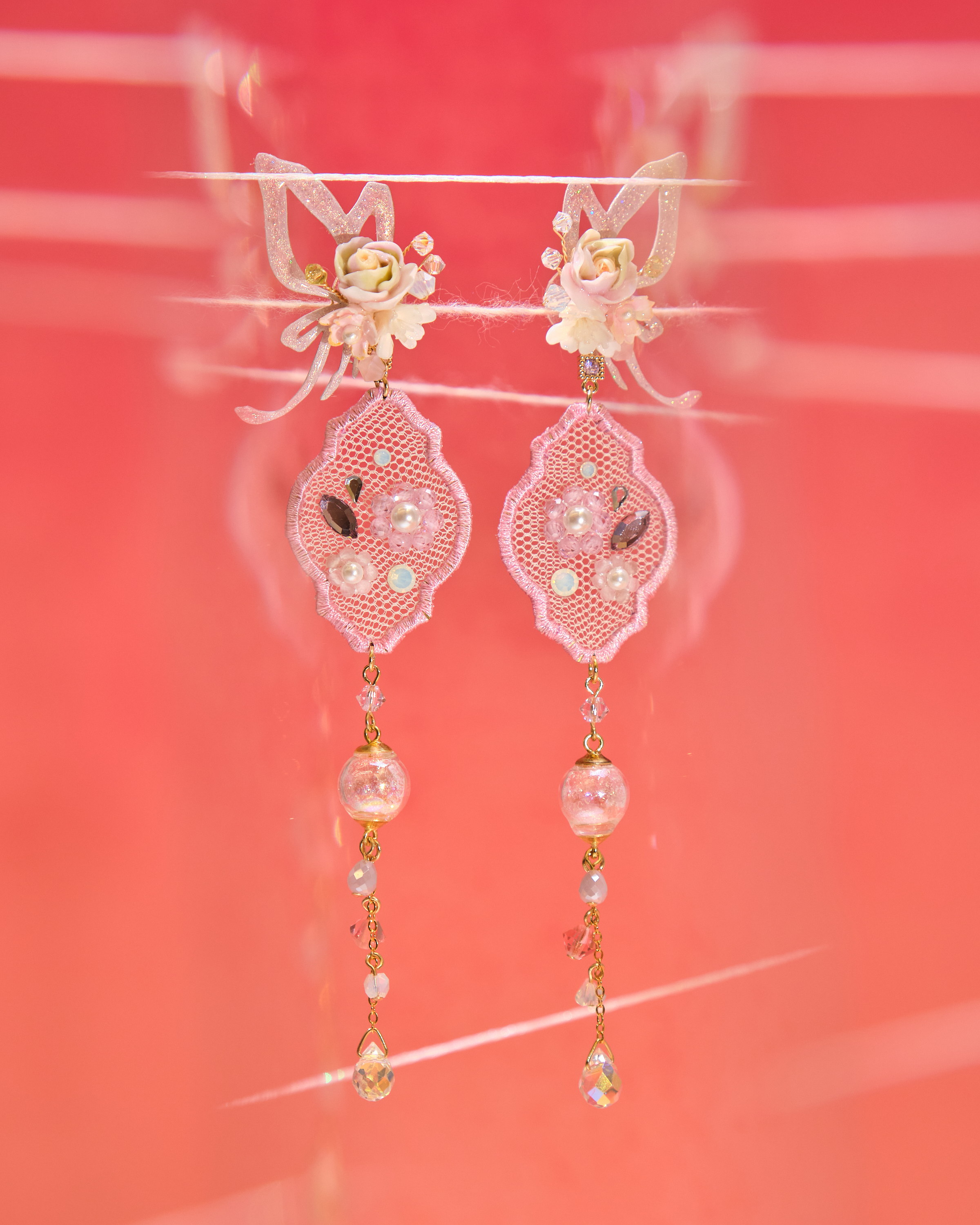 13033 蝶舞繡框手縫花語S925耳環