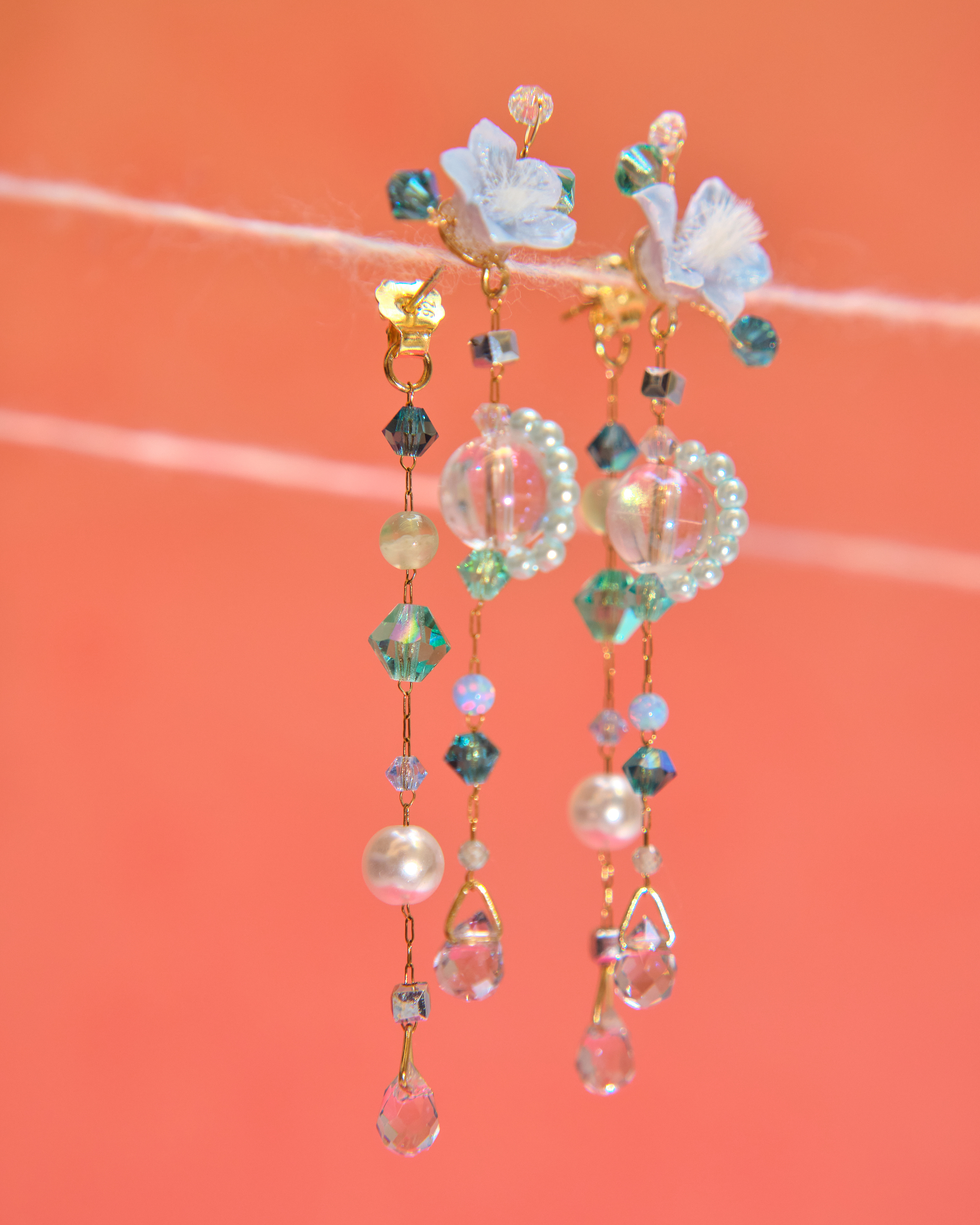 13030 Flower Whisper Cold-Porcelain Bloom Crystal S925 Earrings