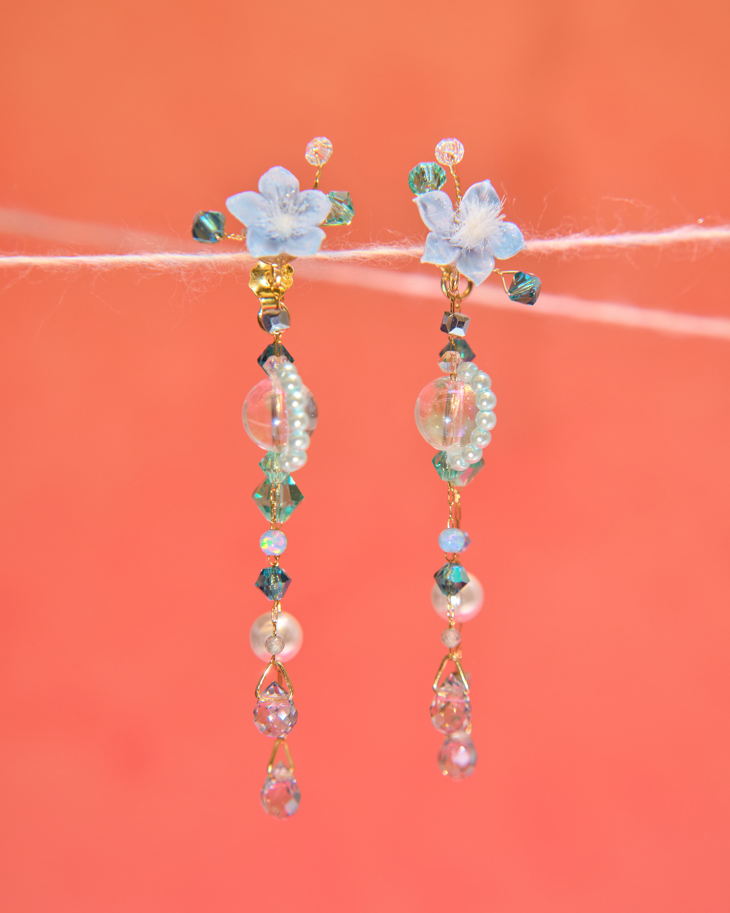 13030 Flower Whisper Cold-Porcelain Bloom Crystal S925 Earrings