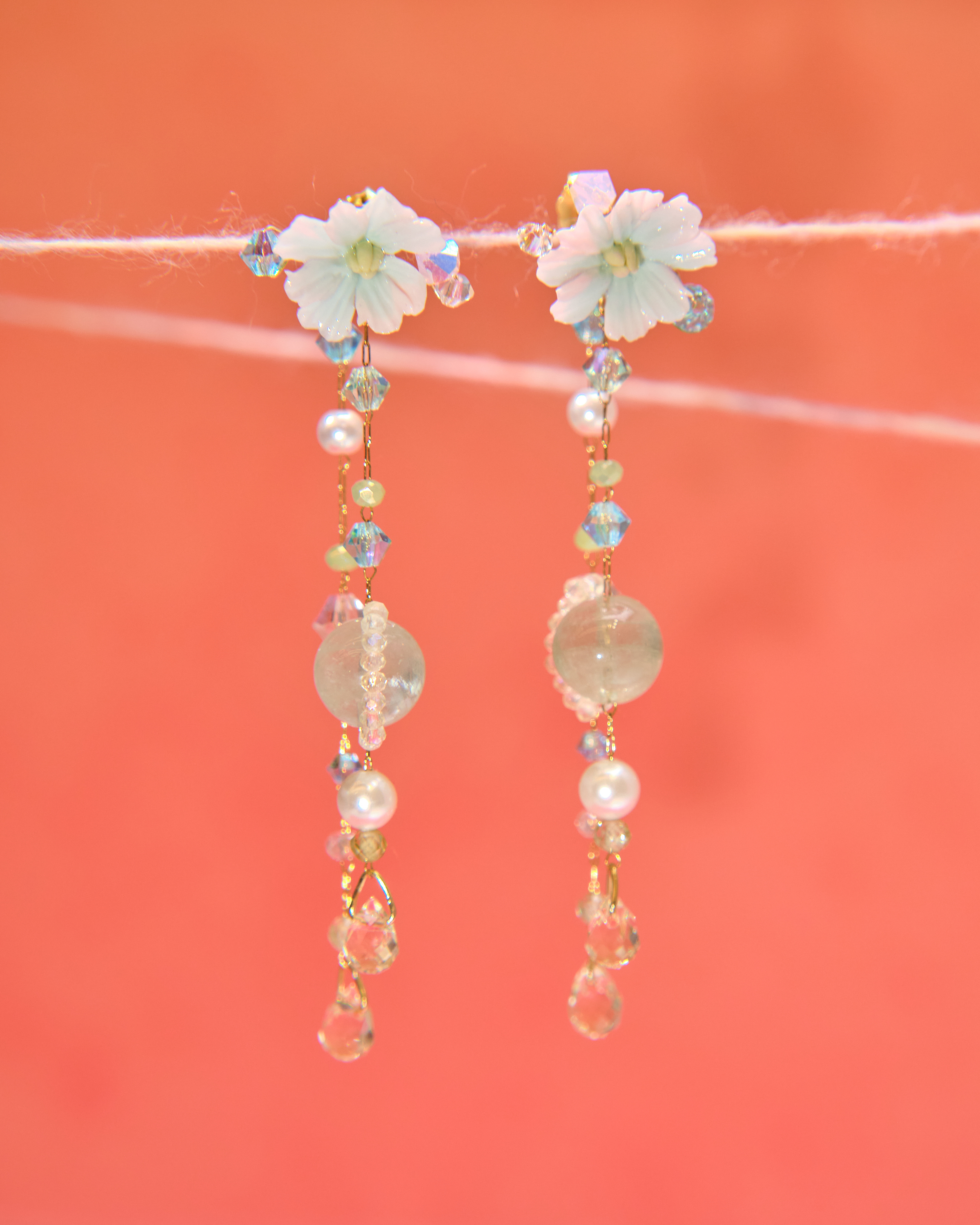 13029 Flower Whisper Cold-Porcelain Bloom Crystal S925 Earrings