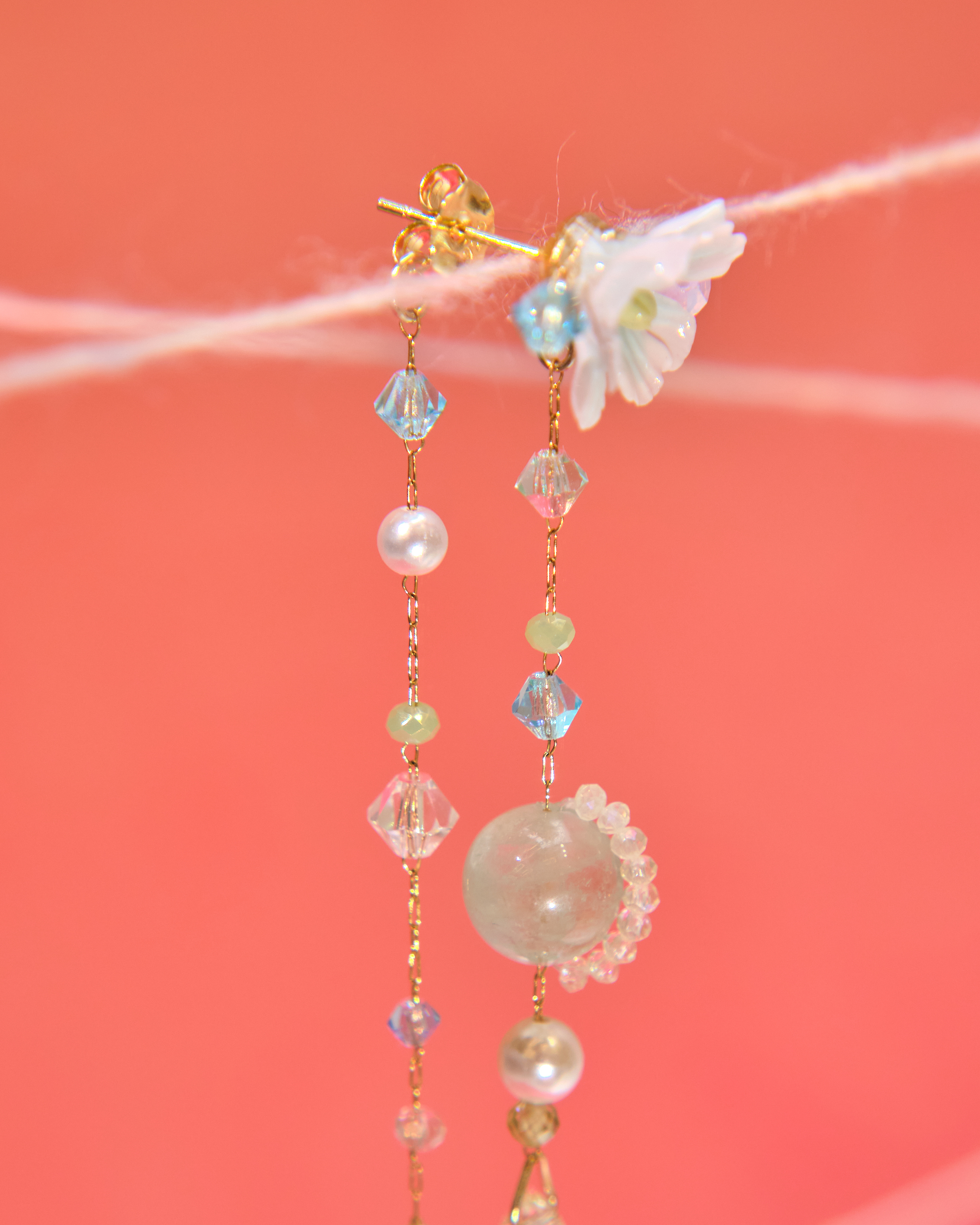 13029 Flower Whisper Cold-Porcelain Bloom Crystal S925 Earrings