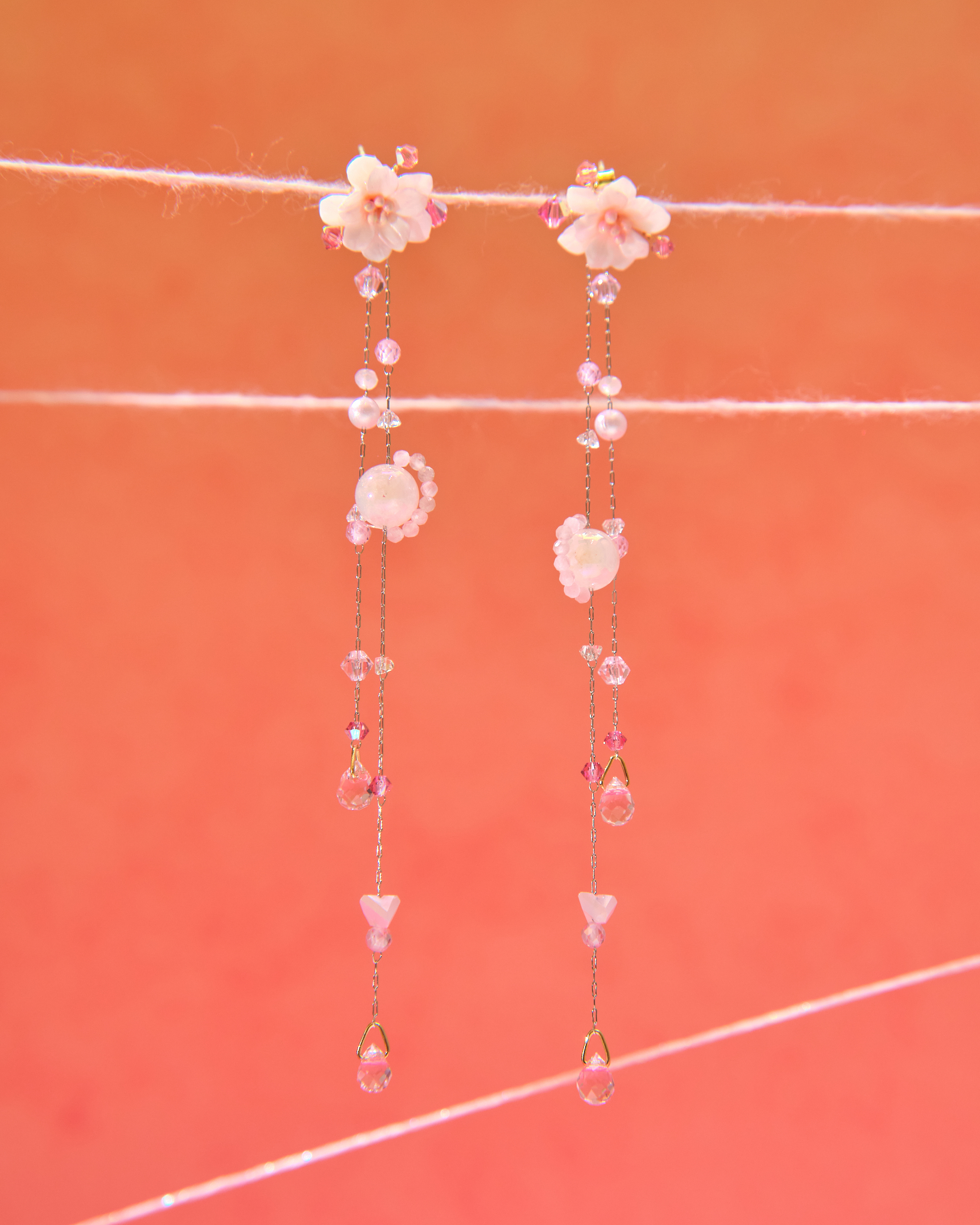 13026 Flower Whisper Cold-Porcelain Bloom Crystal S925 Earrings