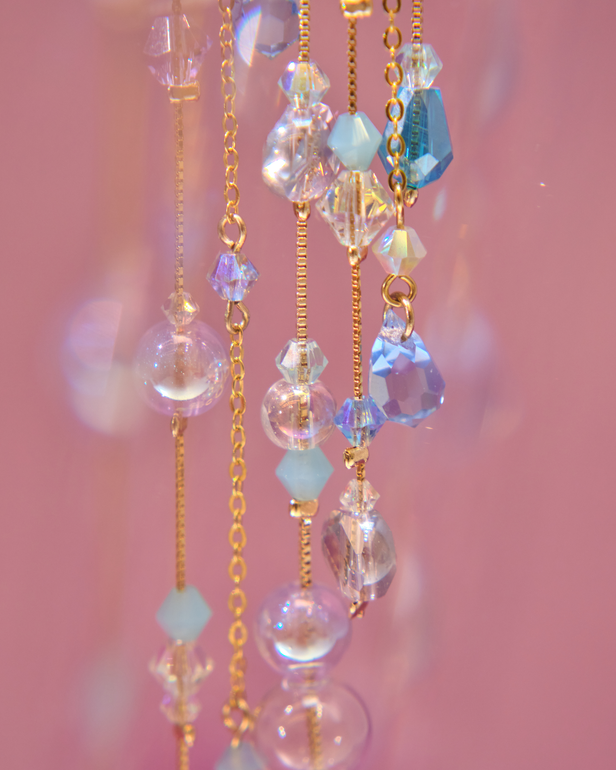 13020 Aurora Rain Curtain Crystal Glass Long Ear Cuffs