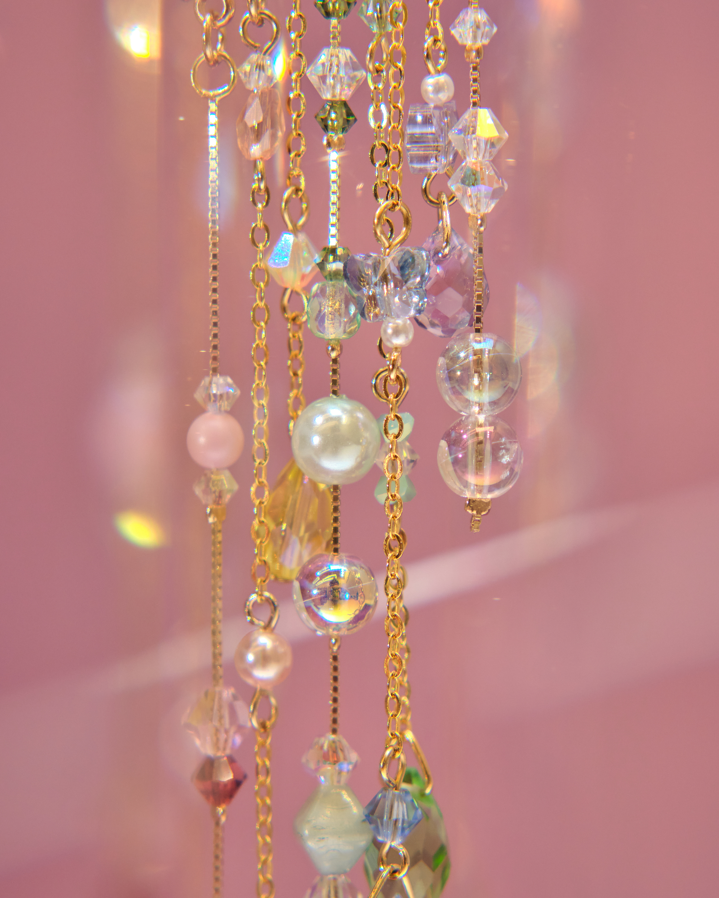 13017 Aurora Rain Curtain Crystal Glass Long Ear Cuffs