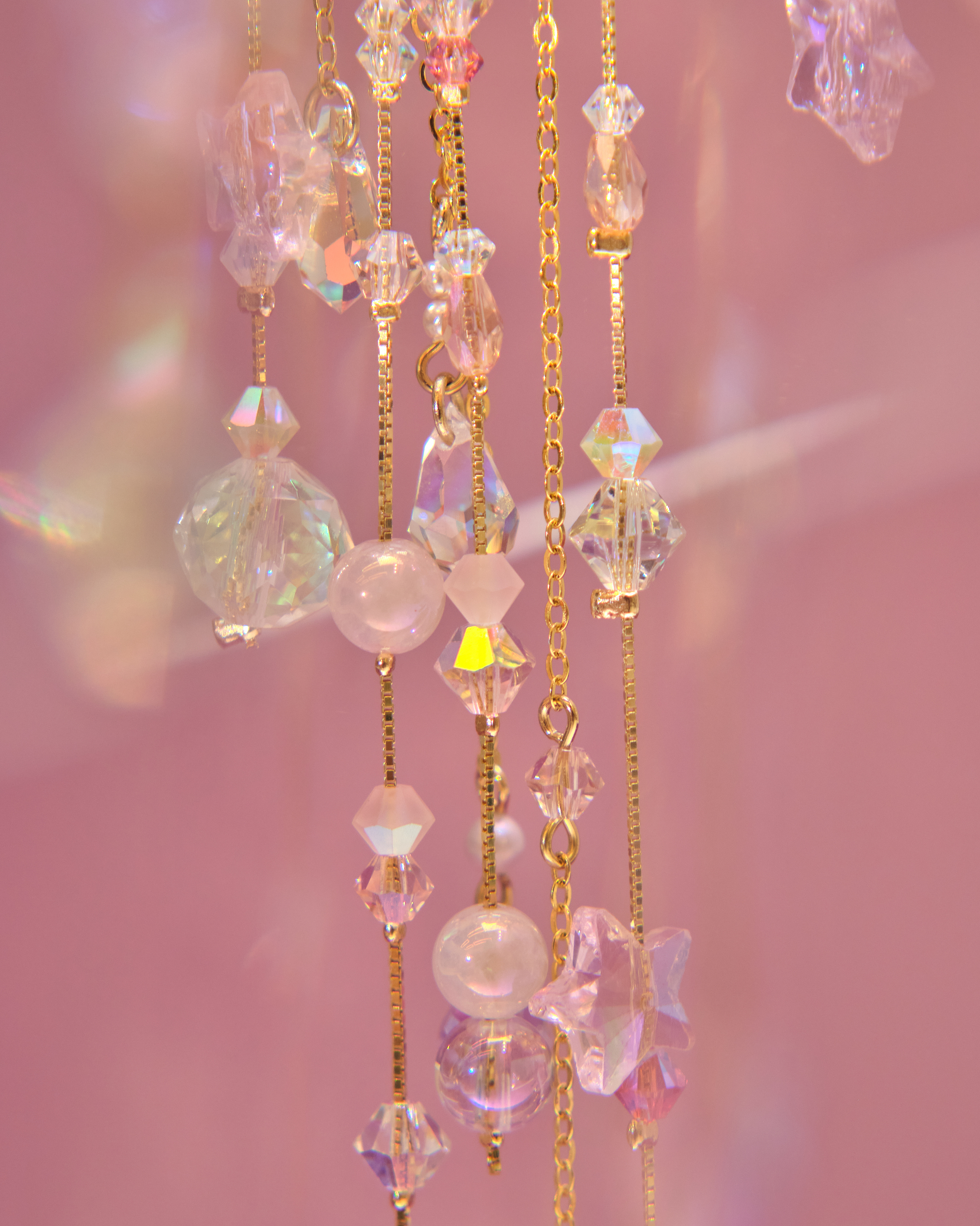 13015 Aurora Rain Curtain Crystal Glass Long Ear Cuffs