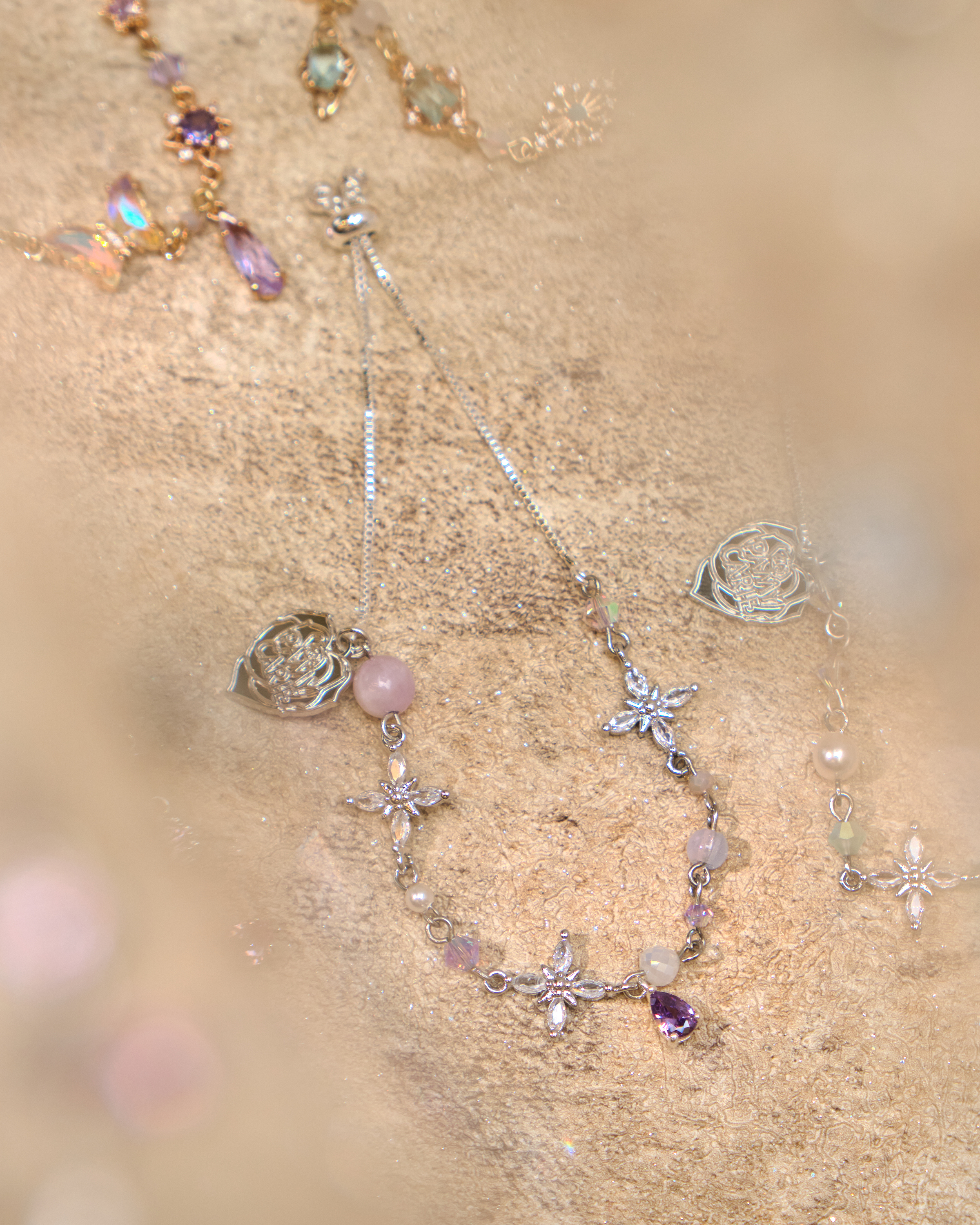 12982 糖果寶石雨全伸縮S925手鏈