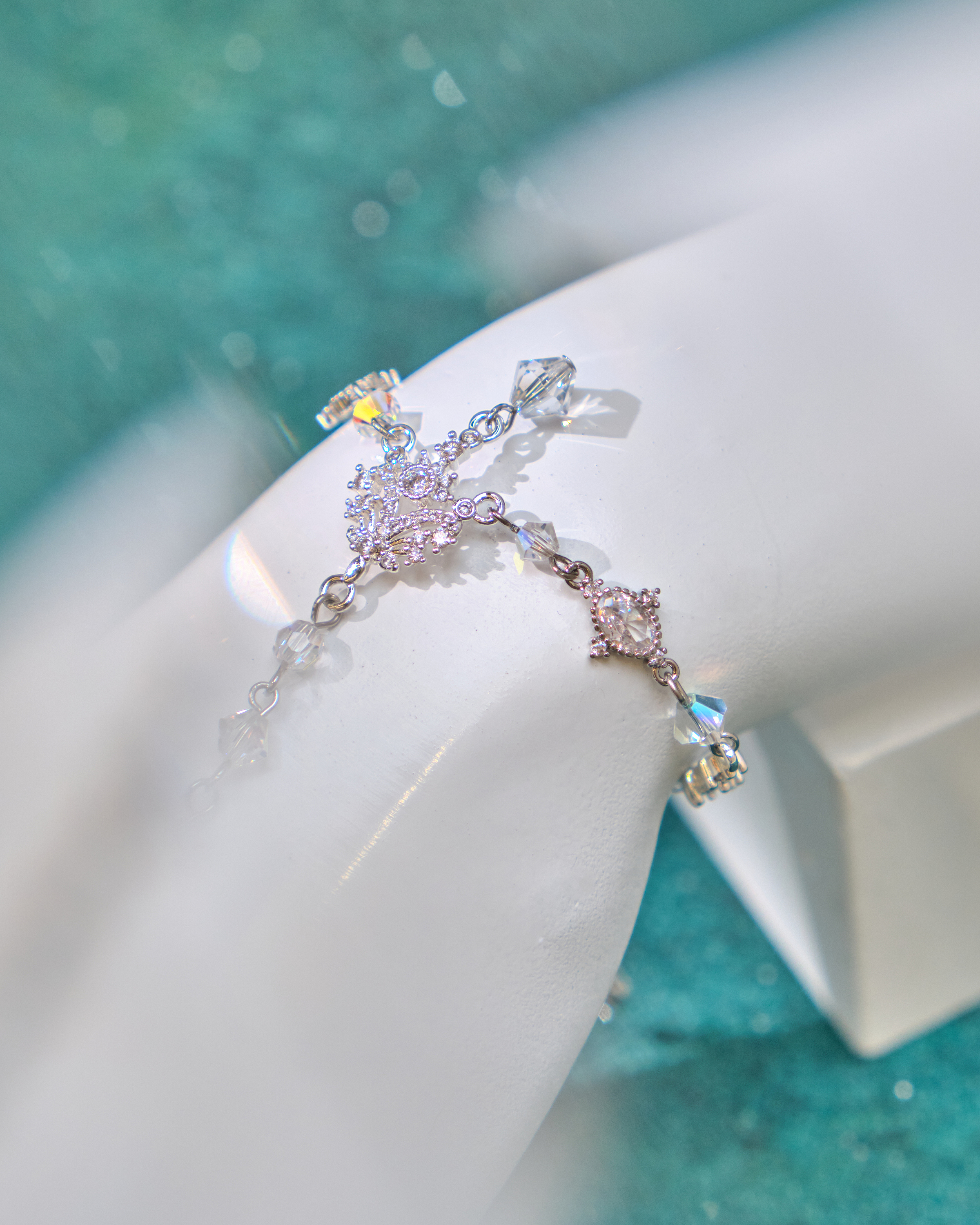 12974 浪漫銀河極光水晶T字S925手鏈