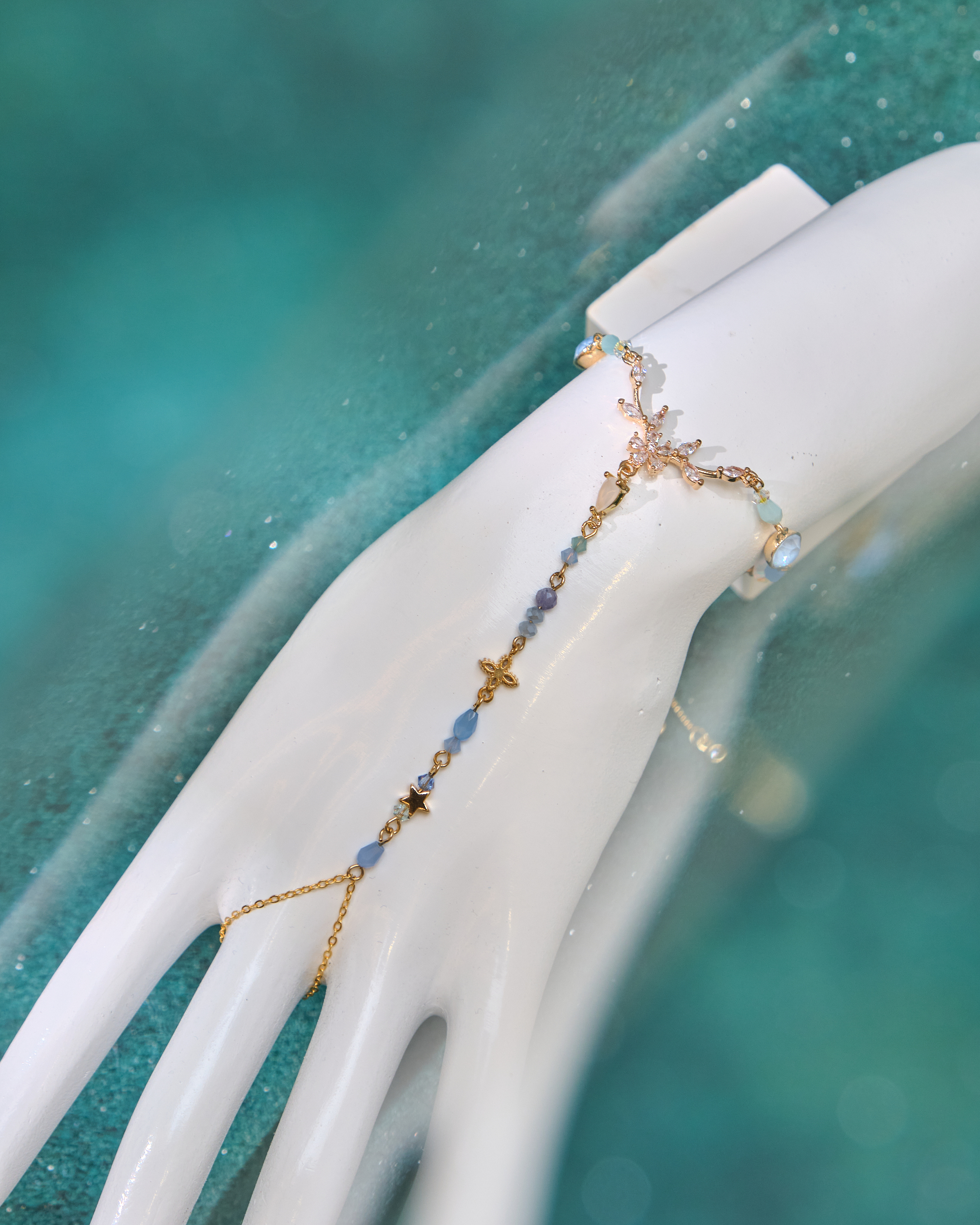 12973 Romantic Aurora Galaxy Crystal T-Bar S925 Bracelet