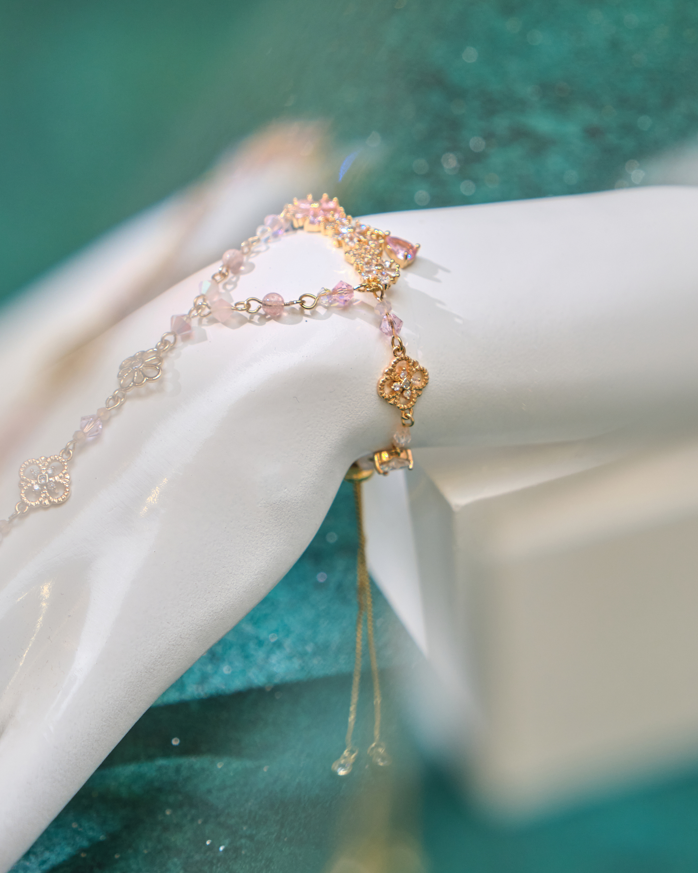 12972 Romantic Aurora Galaxy Crystal T-Bar S925 Bracelet