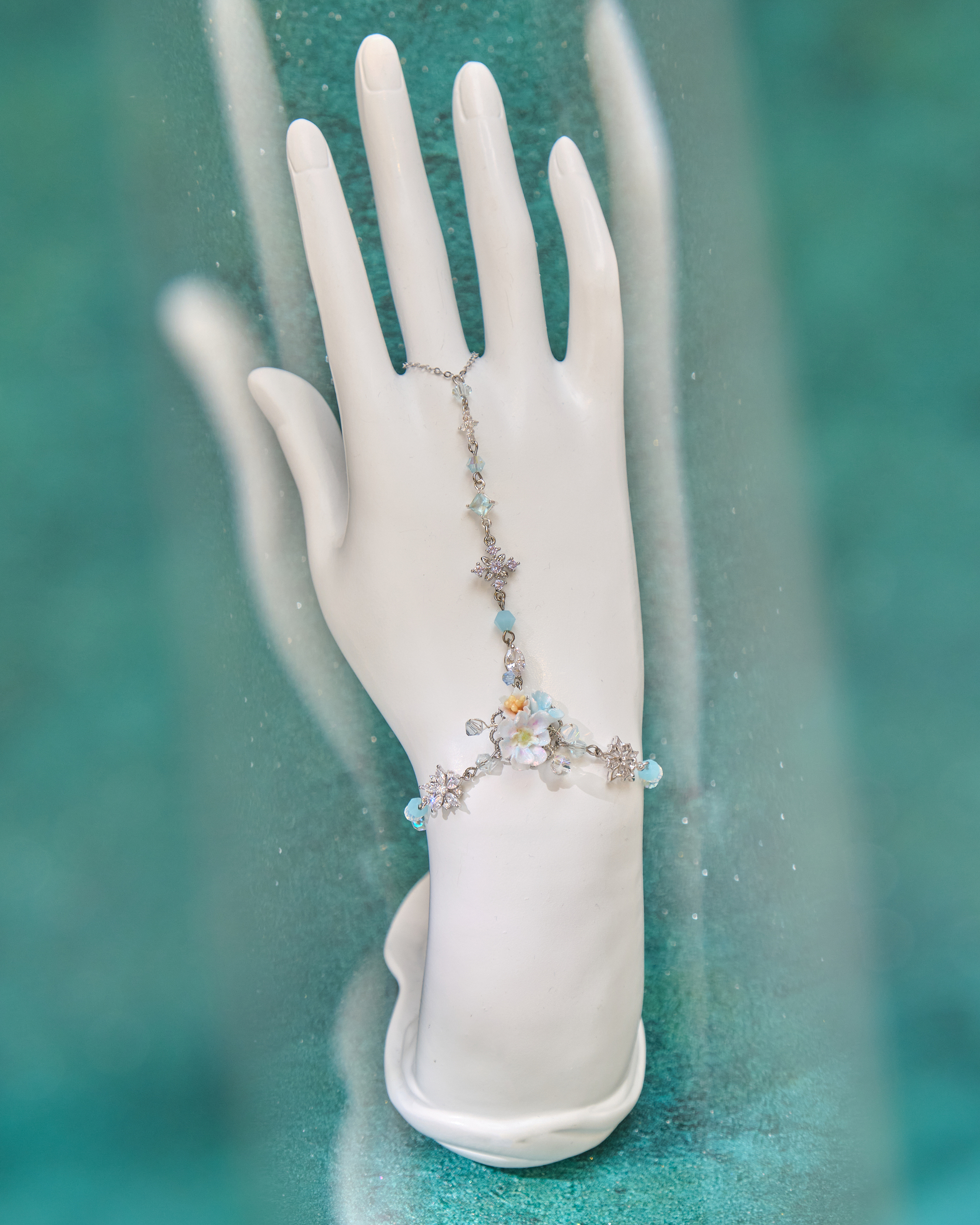 12970 Milky Way Sakura Dream Cold-Porcelain Floral T-Bar S925 Bracelet