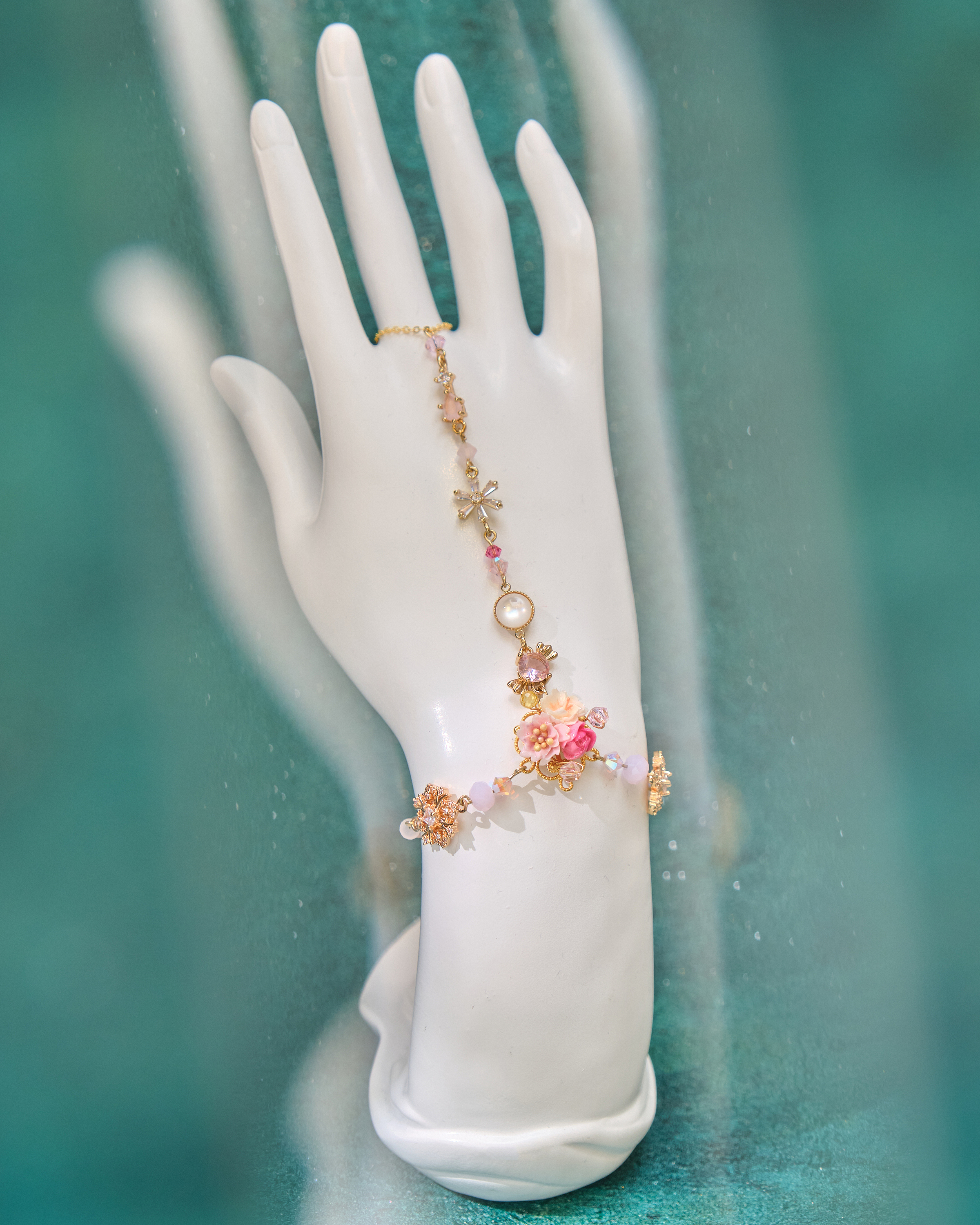 12969 Milky Way Sakura Dream Cold-Porcelain Floral T-Bar S925 Bracelet