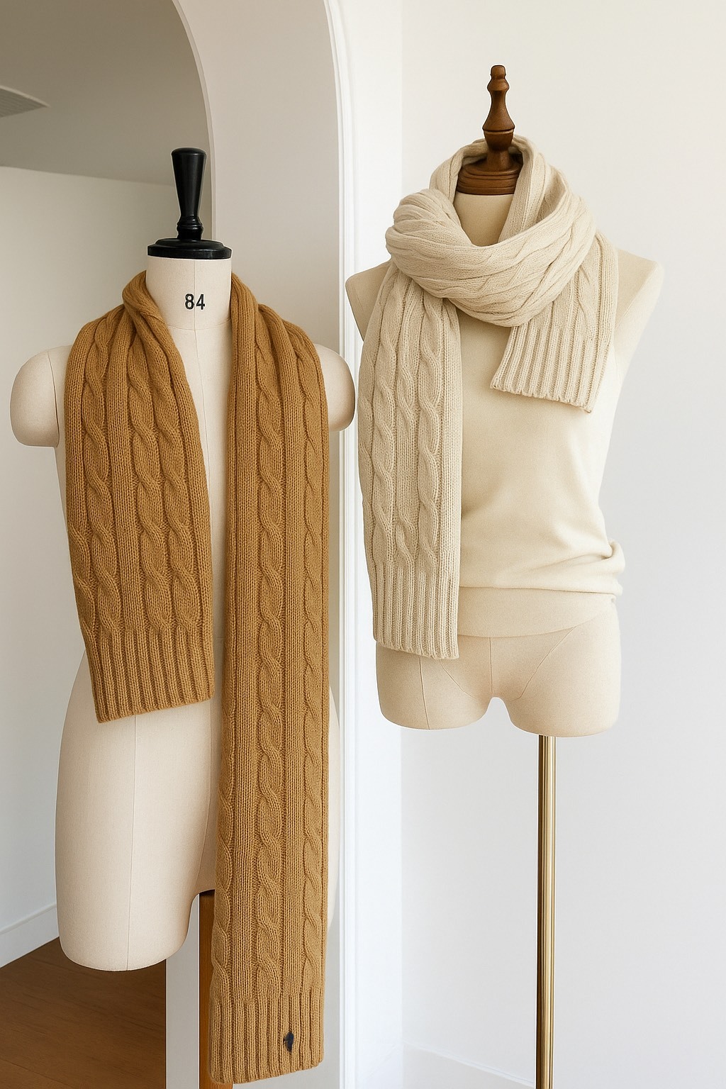 柔霧羊毛織紋圍巾