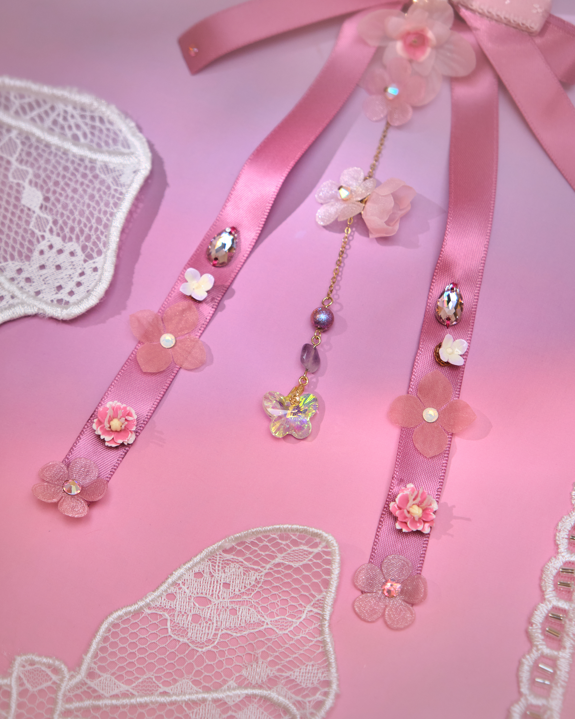 12955 緞帶花語手縫黏土櫻蝶鴨嘴夾