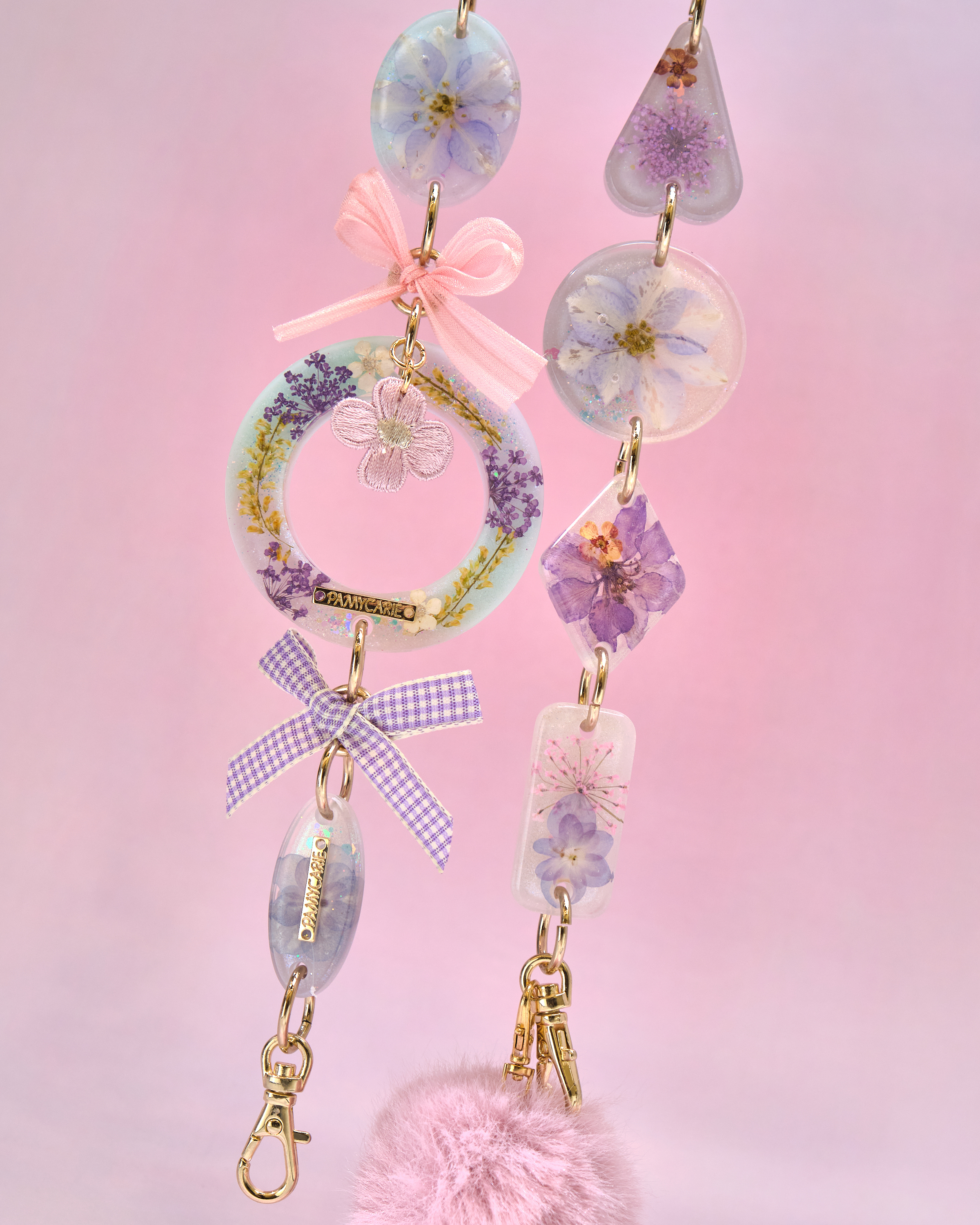 12954 Twilight Tide Heart Pressed-Flower Detachable Crossbody Phone Chain