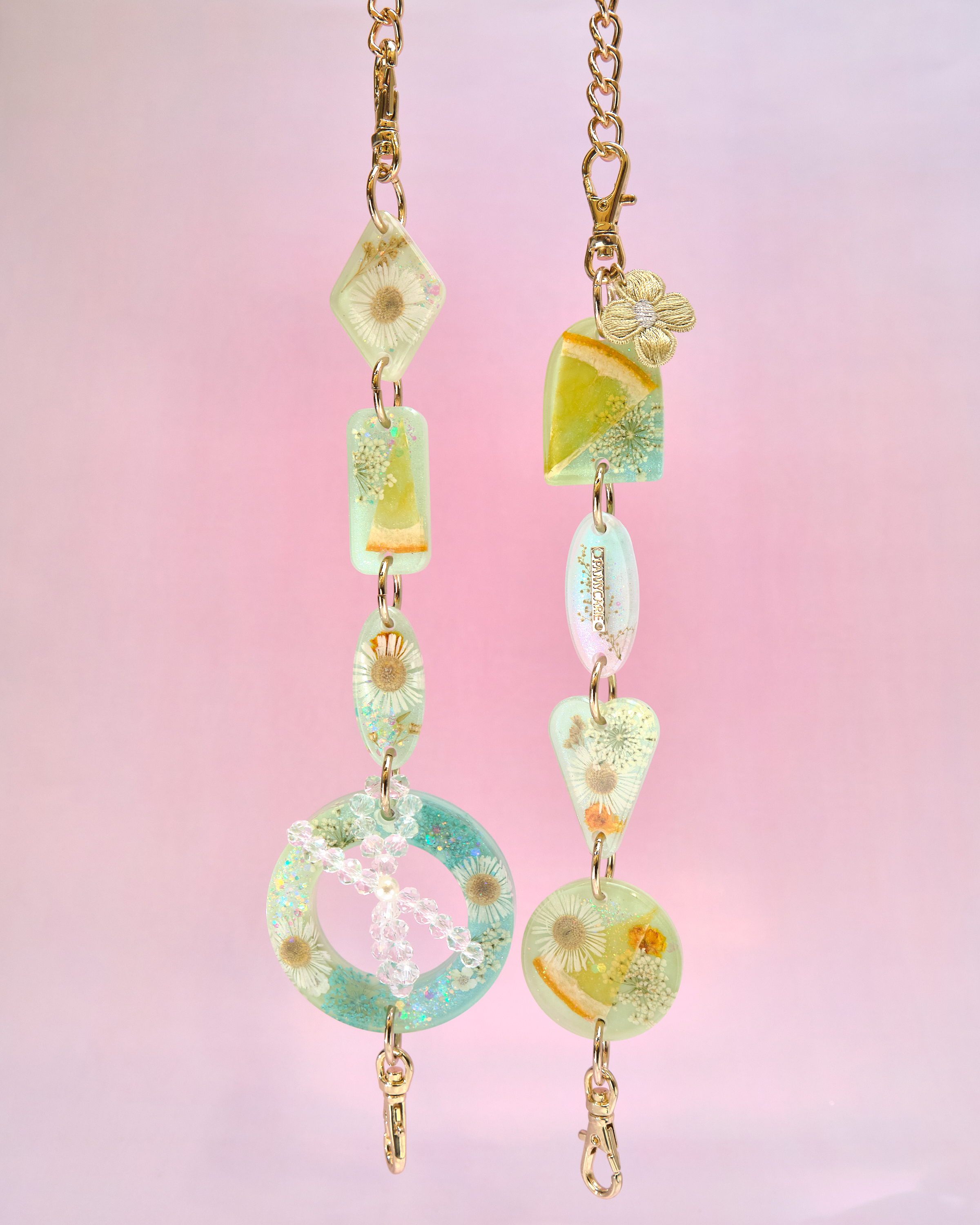 12953 Twilight Tide Heart Pressed-Flower Detachable Crossbody Phone Chain