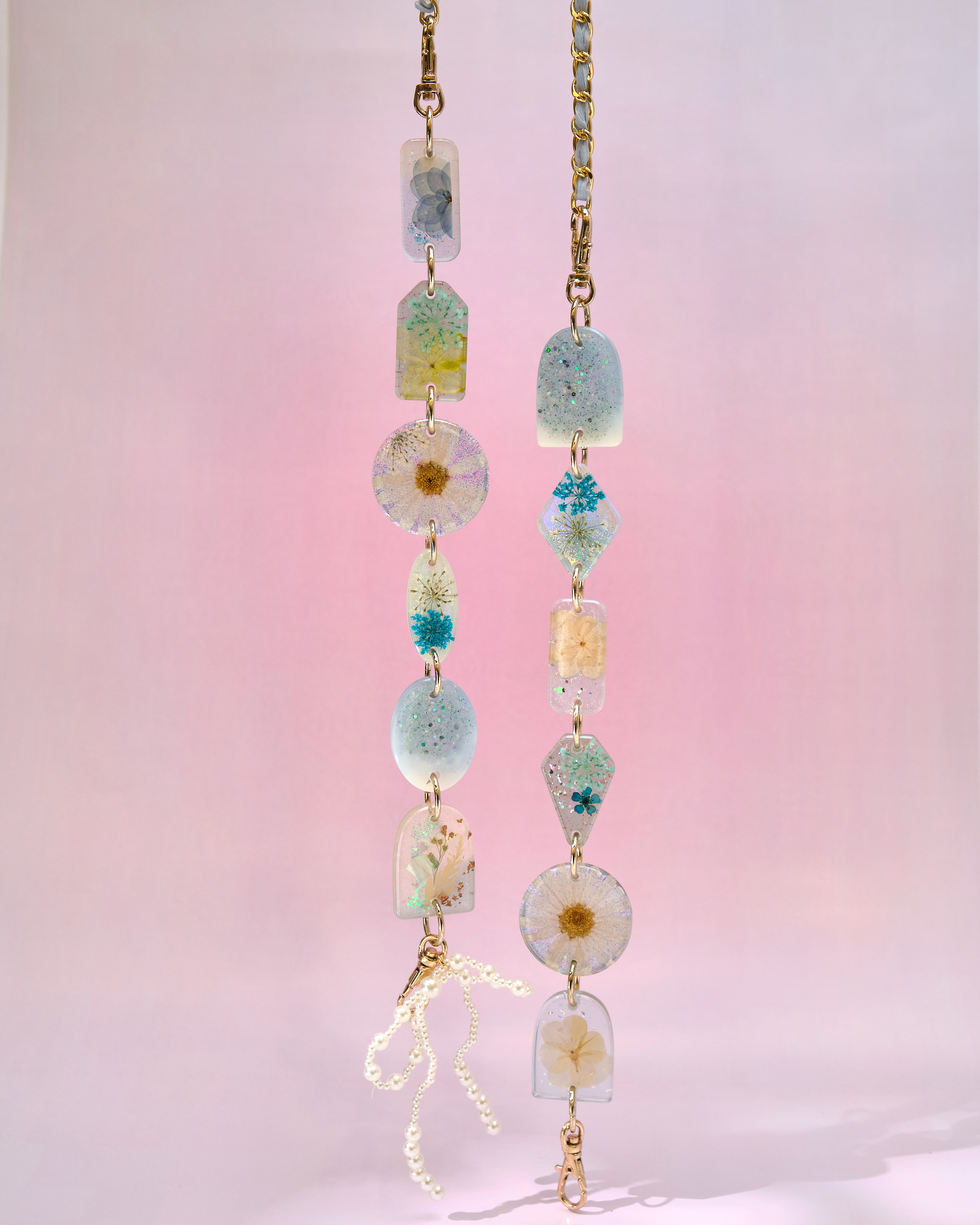 12952 Twilight Tide Heart Pressed-Flower Detachable Crossbody Phone Chain