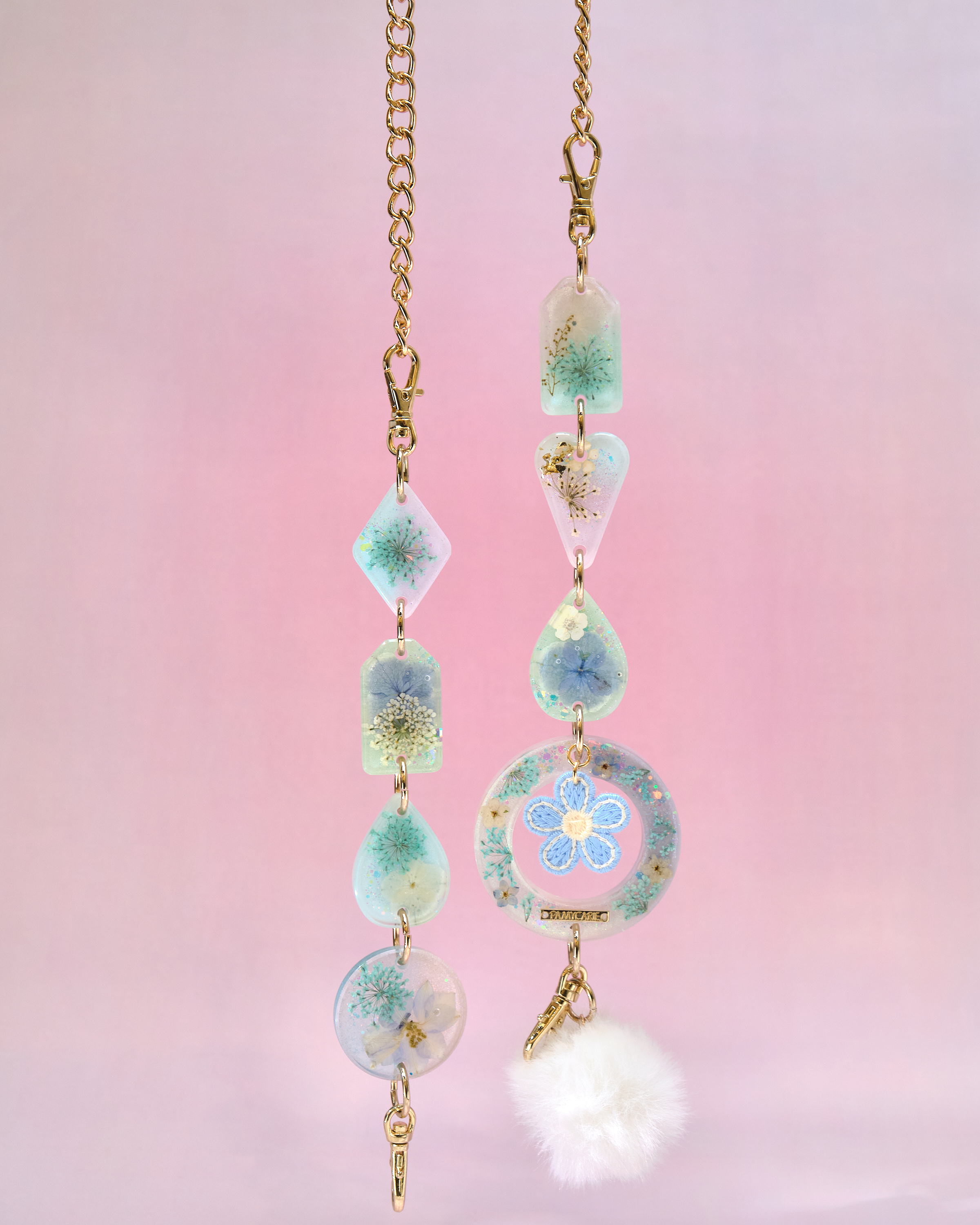 12950 Twilight Tide Heart Pressed-Flower Detachable Crossbody Phone Chain