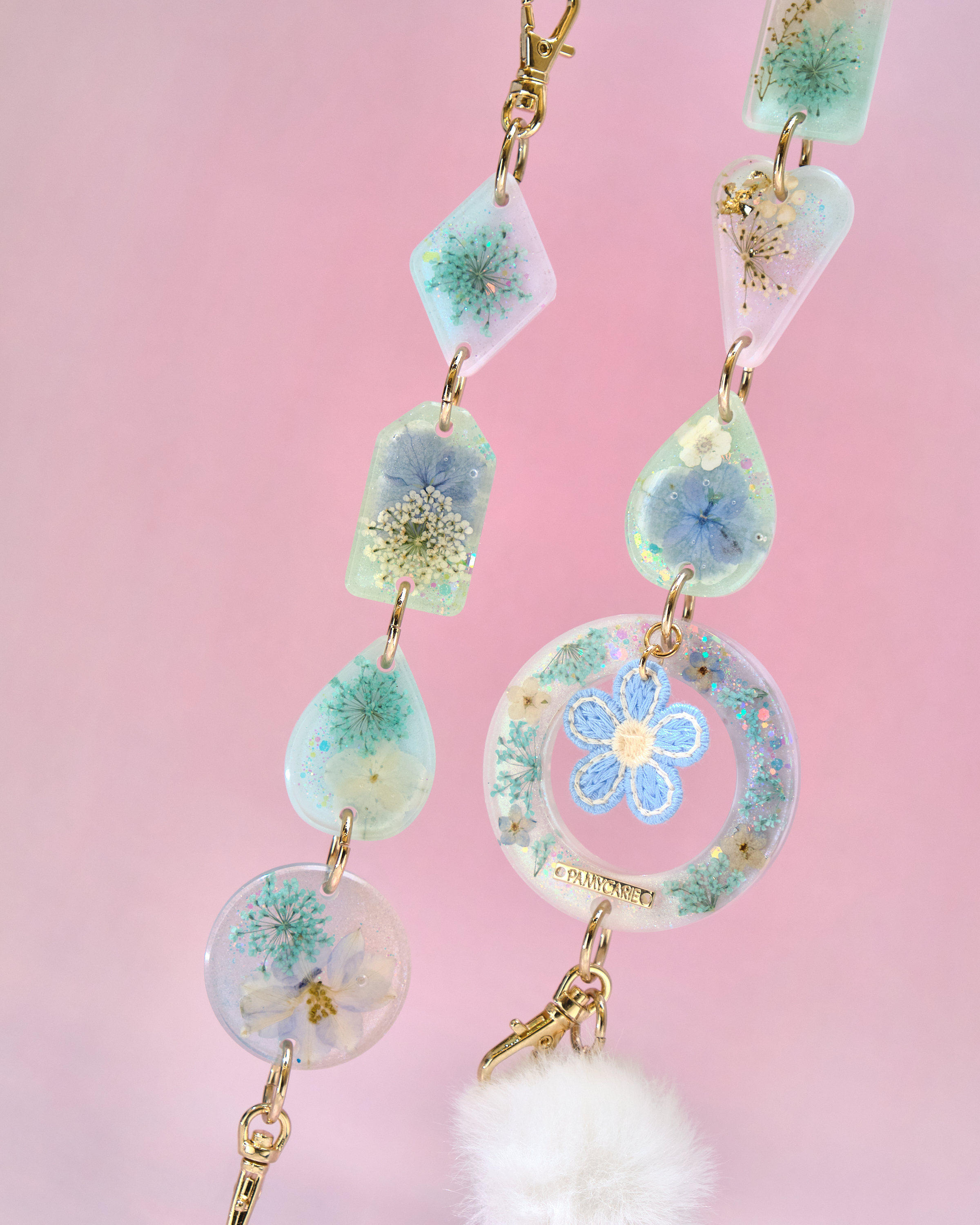 12950 Twilight Tide Heart Pressed-Flower Detachable Crossbody Phone Chain