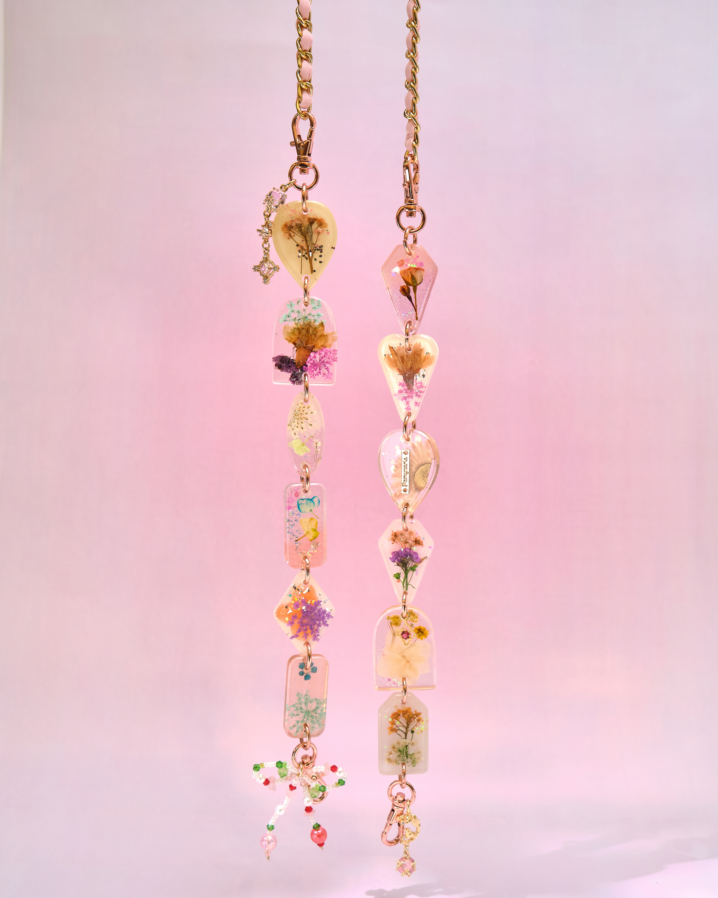 12949 Twilight Tide Heart Pressed-Flower Detachable Crossbody Phone Chain