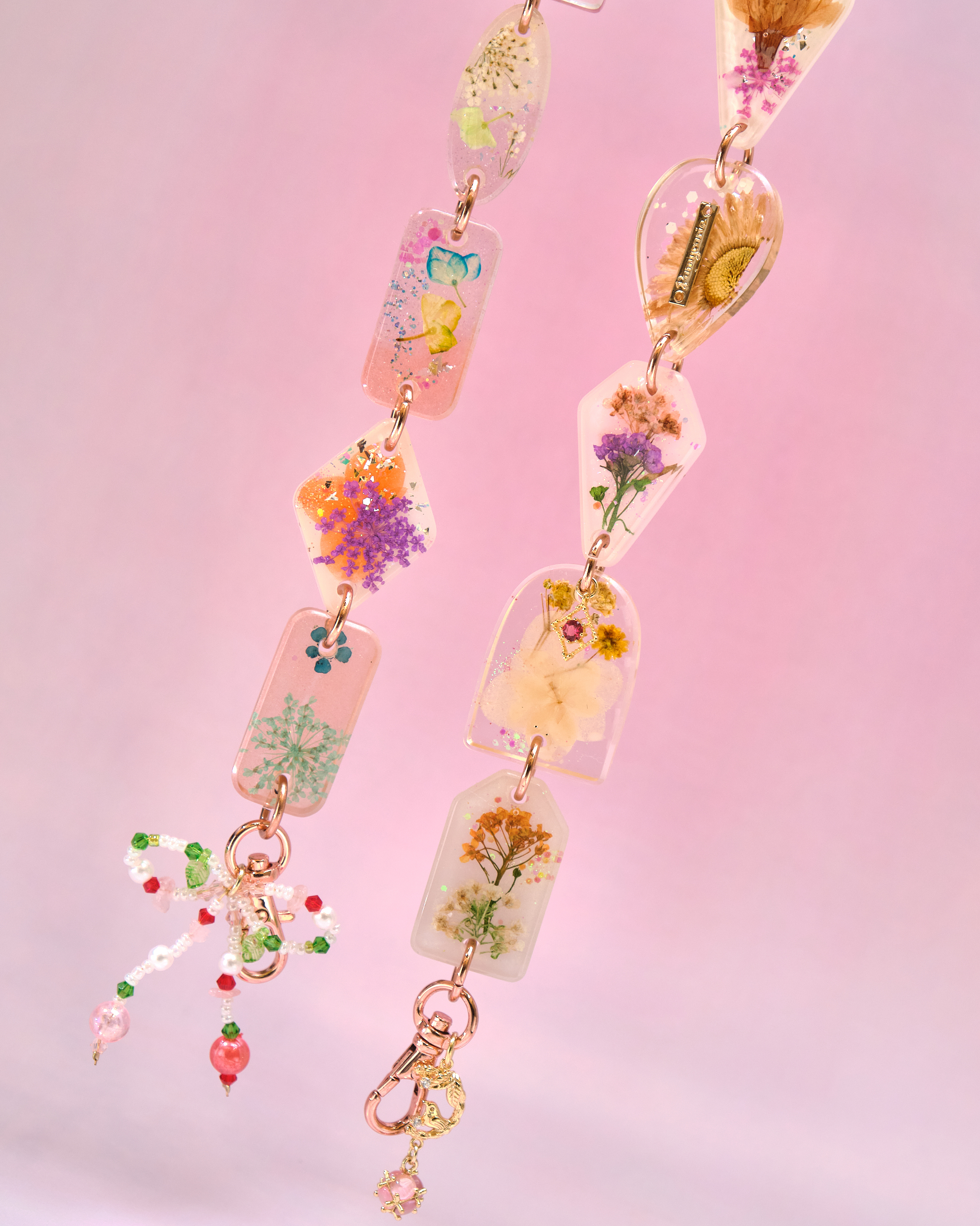 12949 Twilight Tide Heart Pressed-Flower Detachable Crossbody Phone Chain