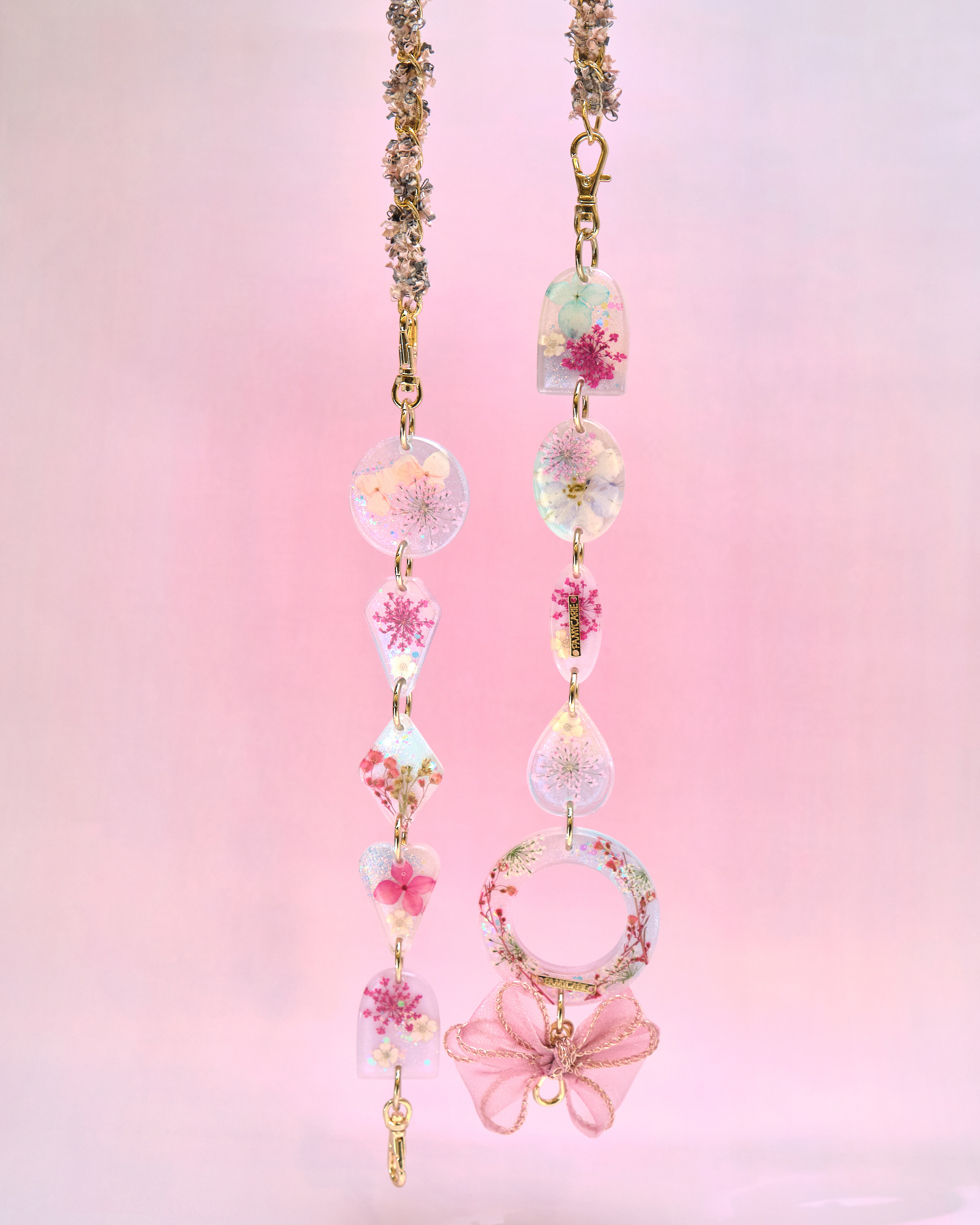 12948 Twilight Tide Heart Pressed-Flower Detachable Crossbody Phone Chain