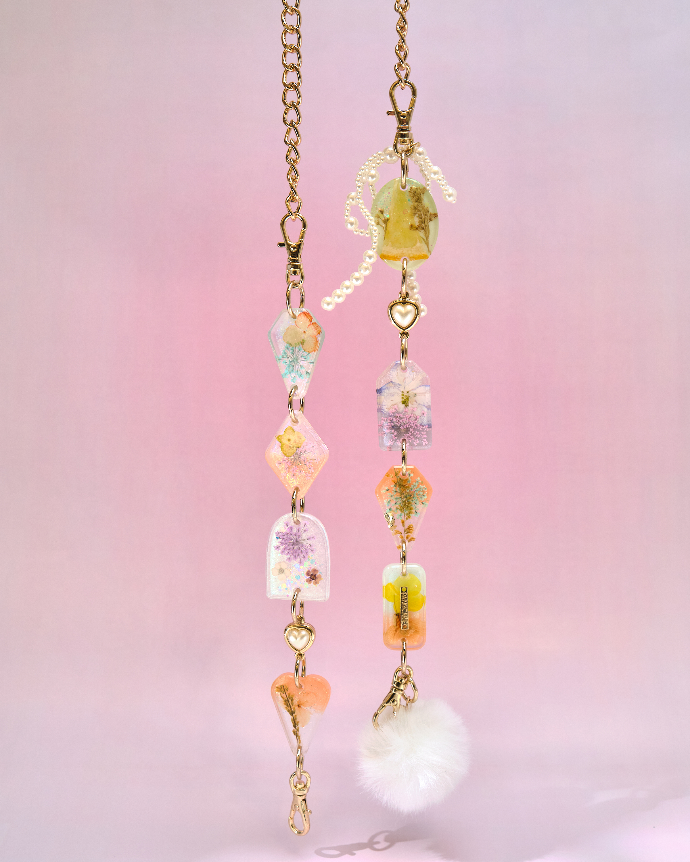 12947 Twilight Tide Heart Pressed-Flower Detachable Crossbody Phone Chain