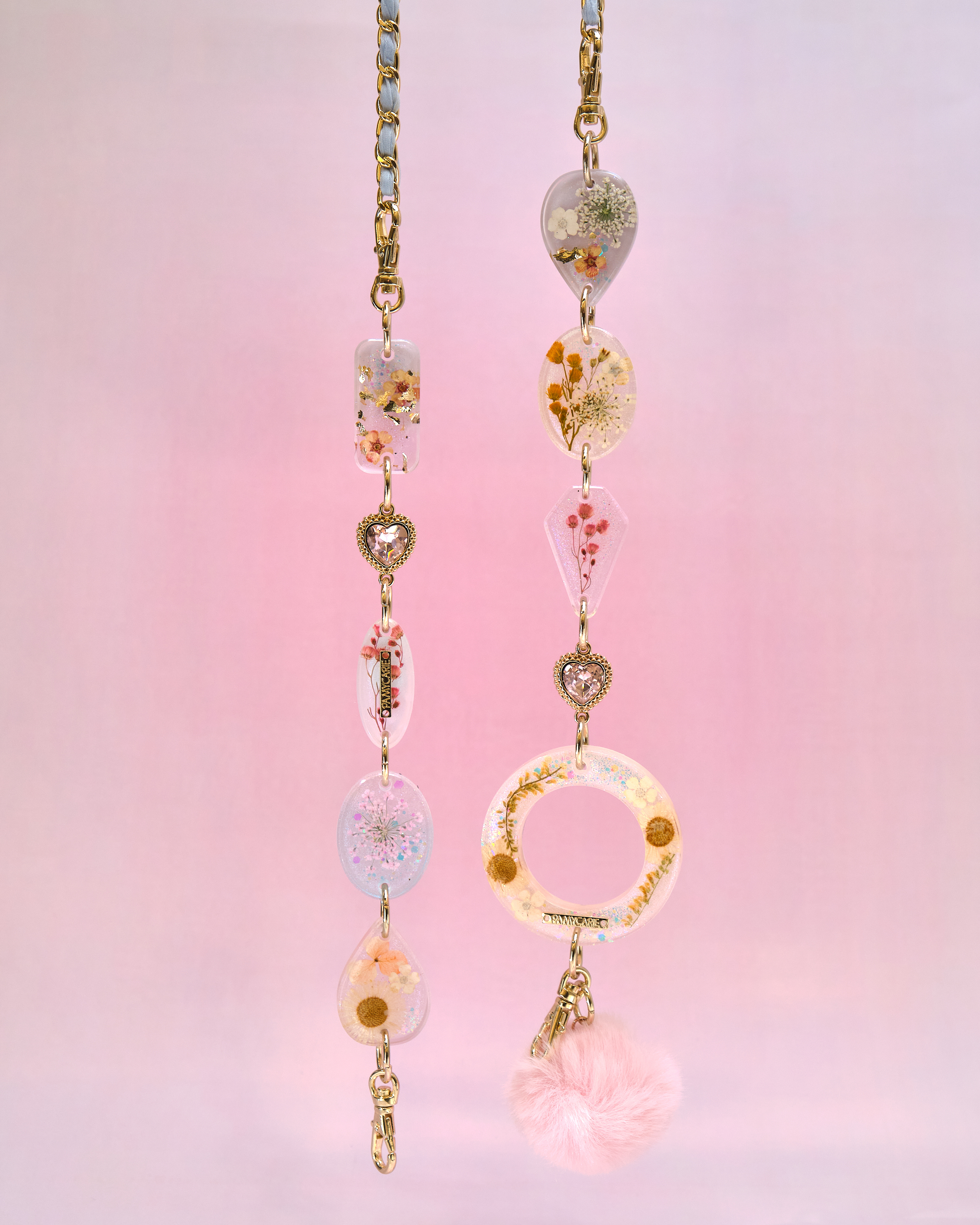 12946 Twilight Tide Heart Pressed-Flower Detachable Crossbody Phone Chain