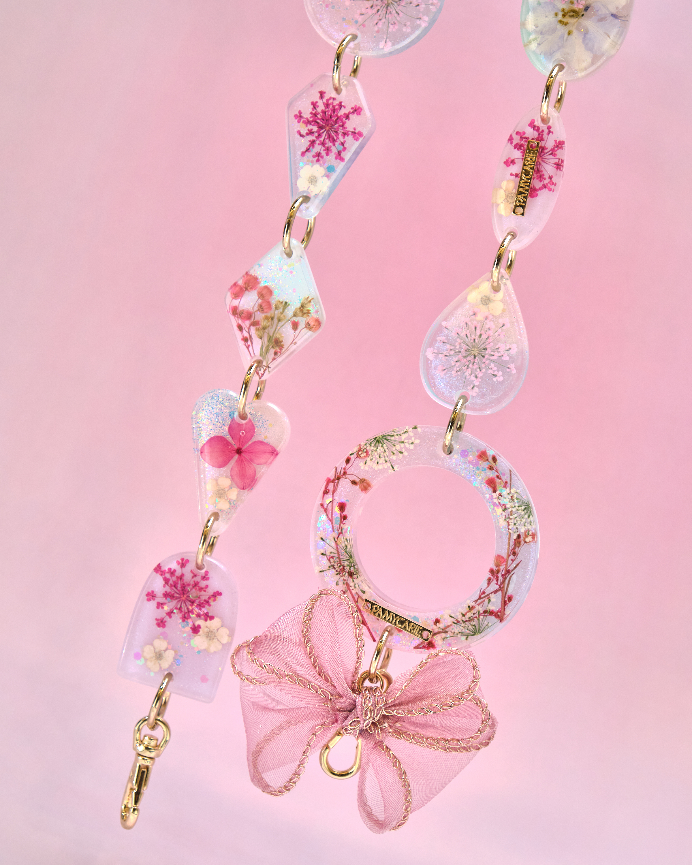 12948 Twilight Tide Heart Pressed-Flower Detachable Crossbody Phone Chain