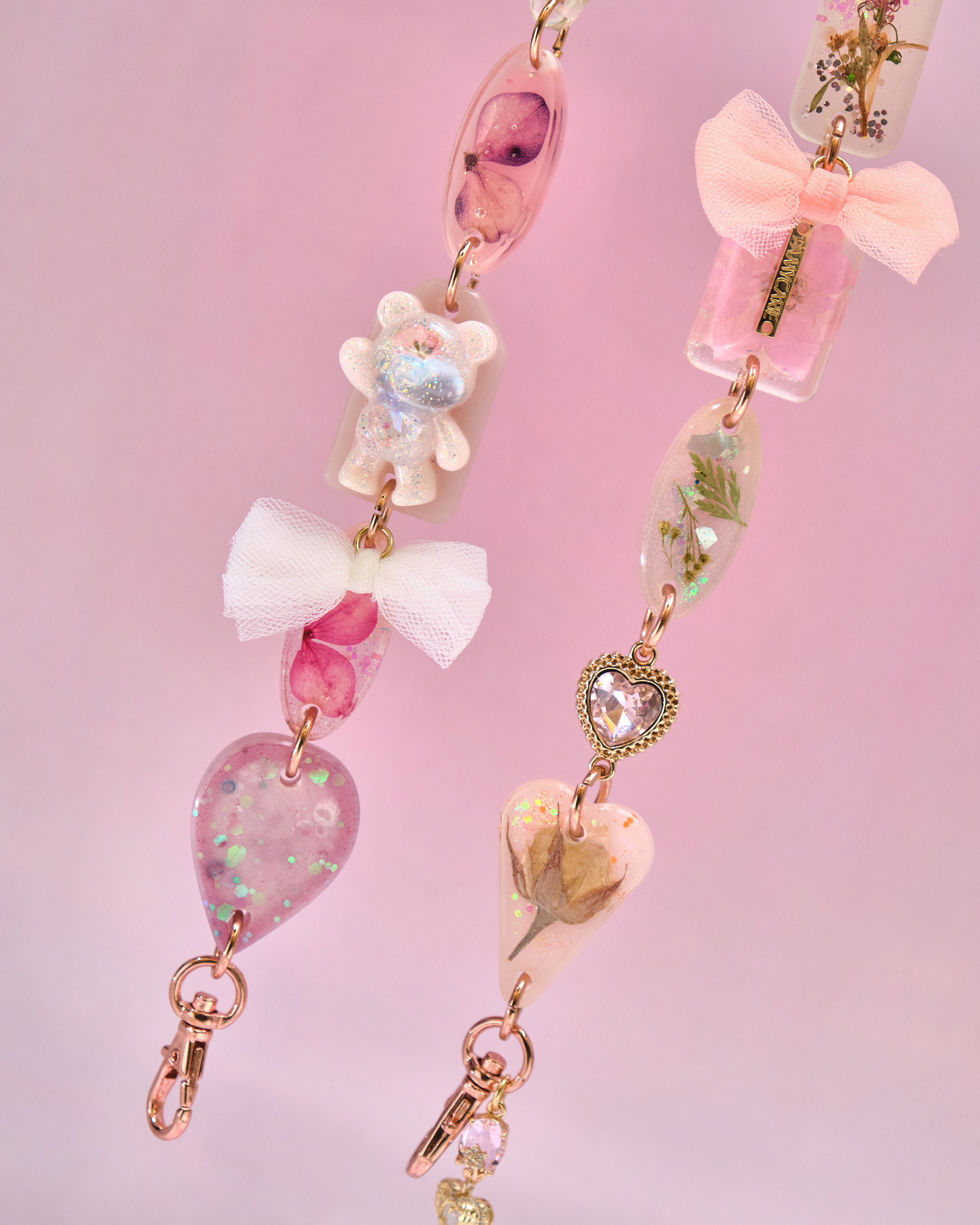 12945 Twilight Tide Heart Pressed-Flower Detachable Crossbody Phone Chain